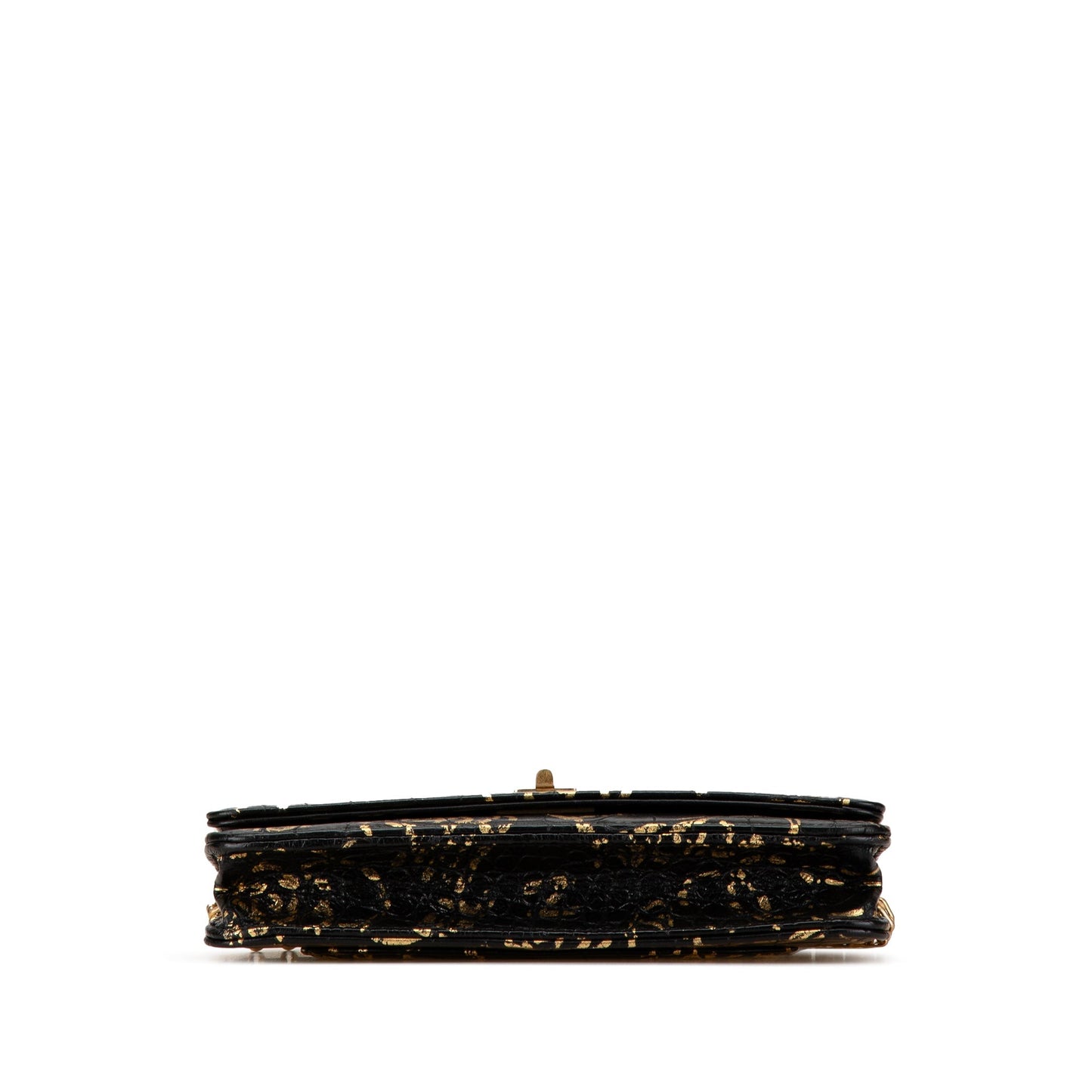 Black Chanel Calfskin Crocodile Embossed Graffiti 2.55 Cocodile Reissue Wallet On Chain Crossbody Bag
