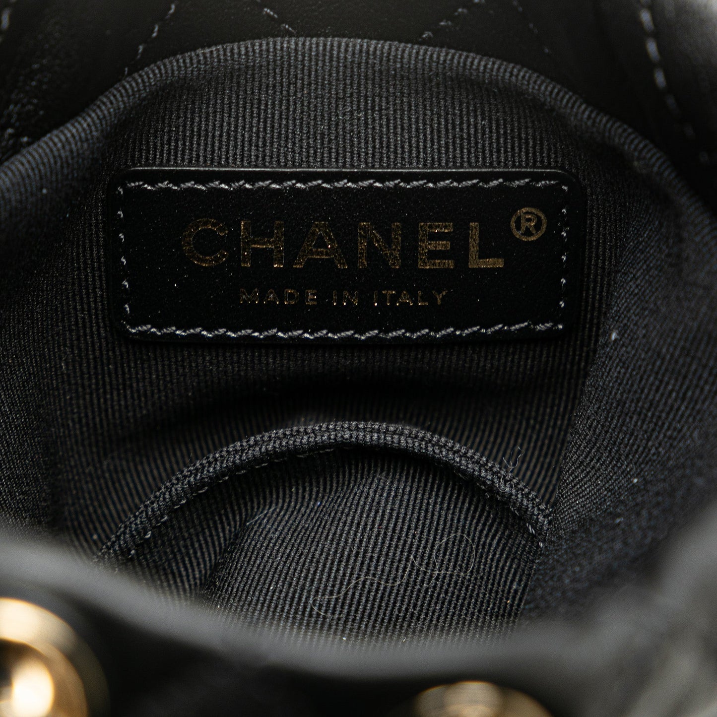 Black Chanel Mini Calfaskin About Pearls Drawstring Bucket Bag