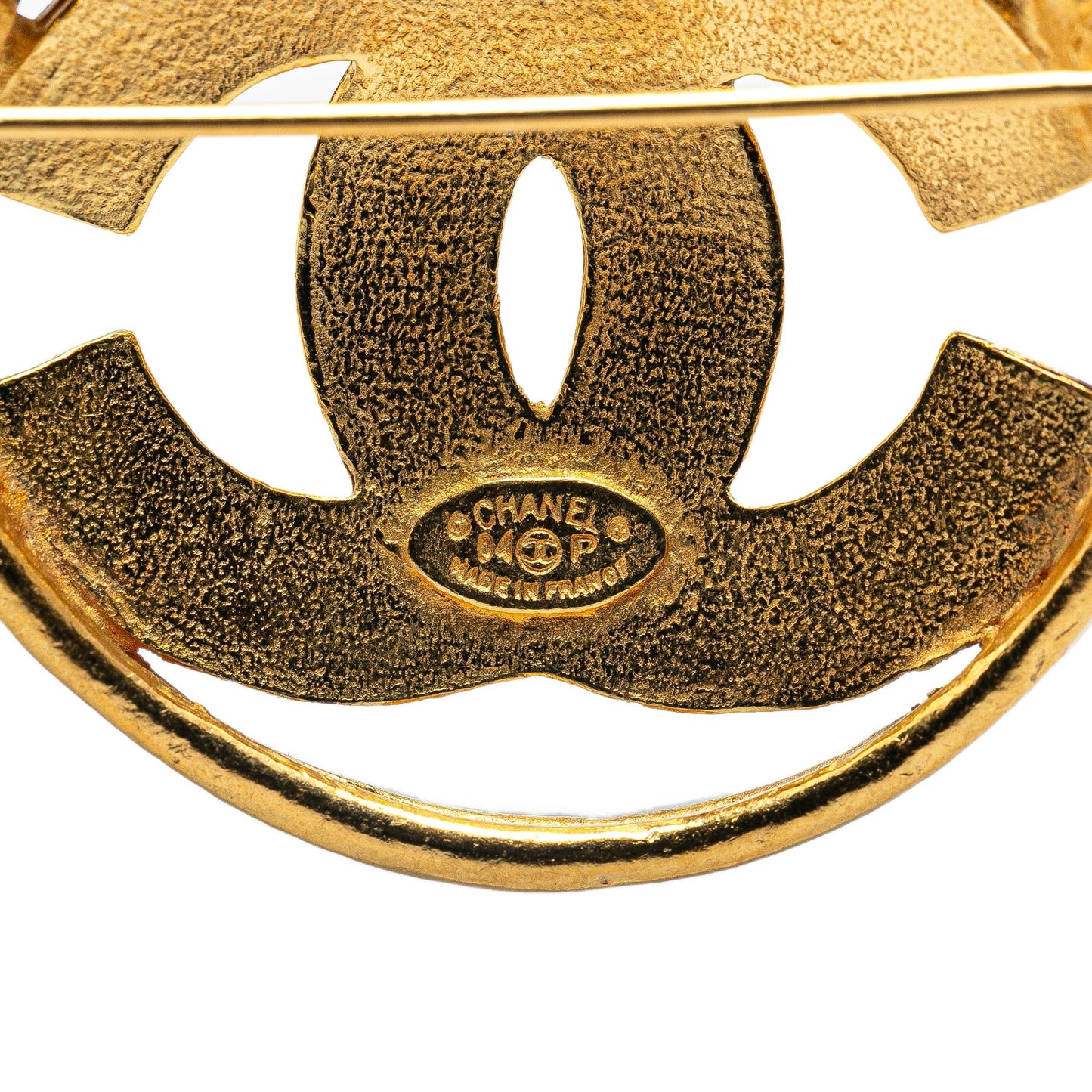 Gold Chanel Gold Plated CC Brooch