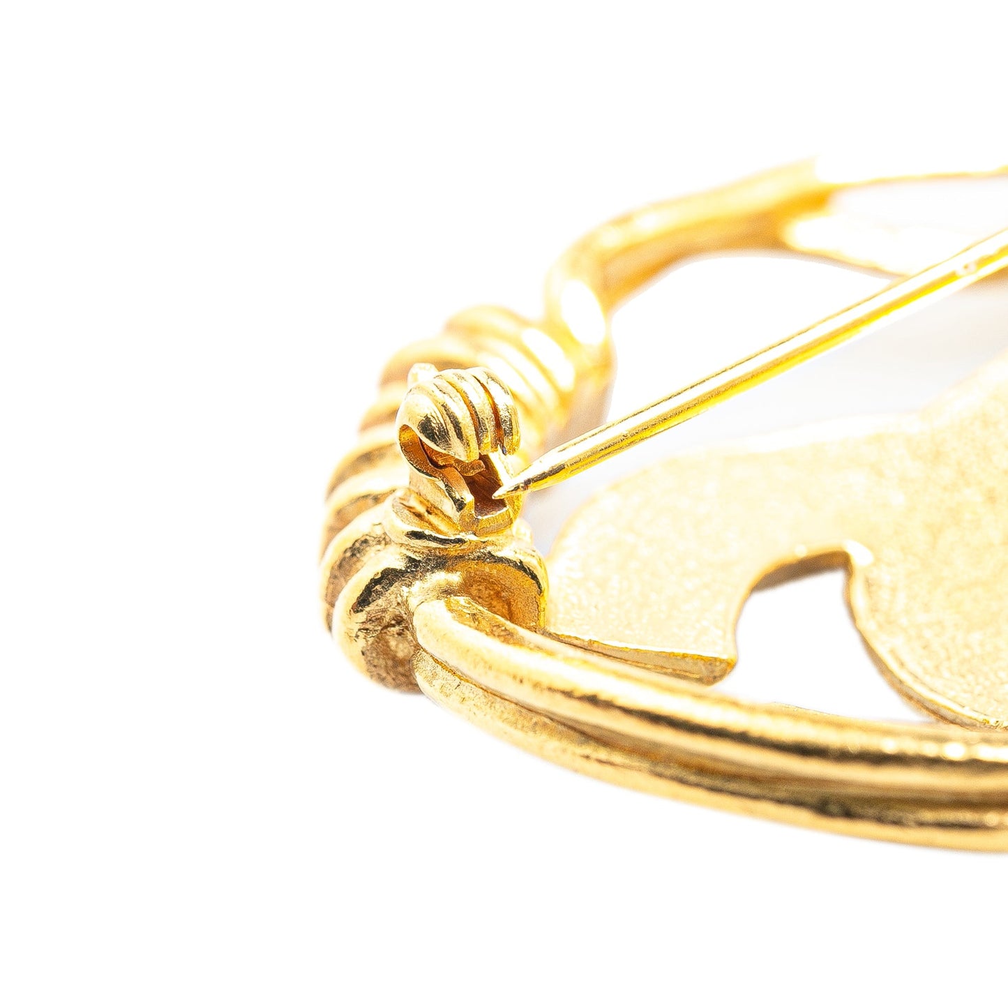 Gold Chanel Gold Plated CC Brooch