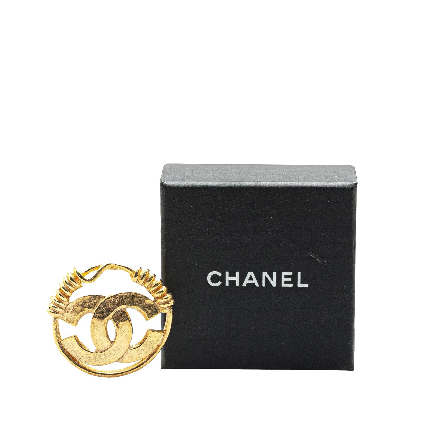 Gold Chanel Gold Plated CC Brooch