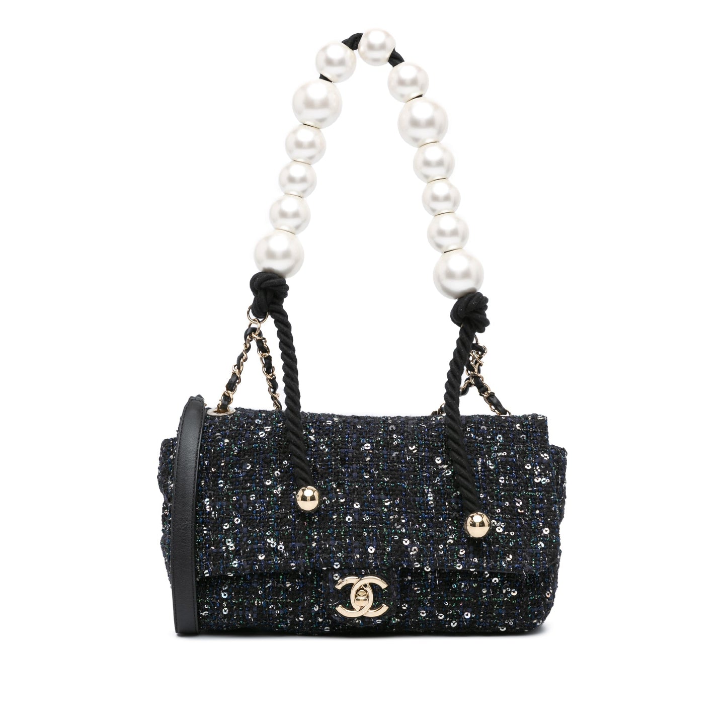 Chanel Sac Medium Tweed Pearl Handle Flap