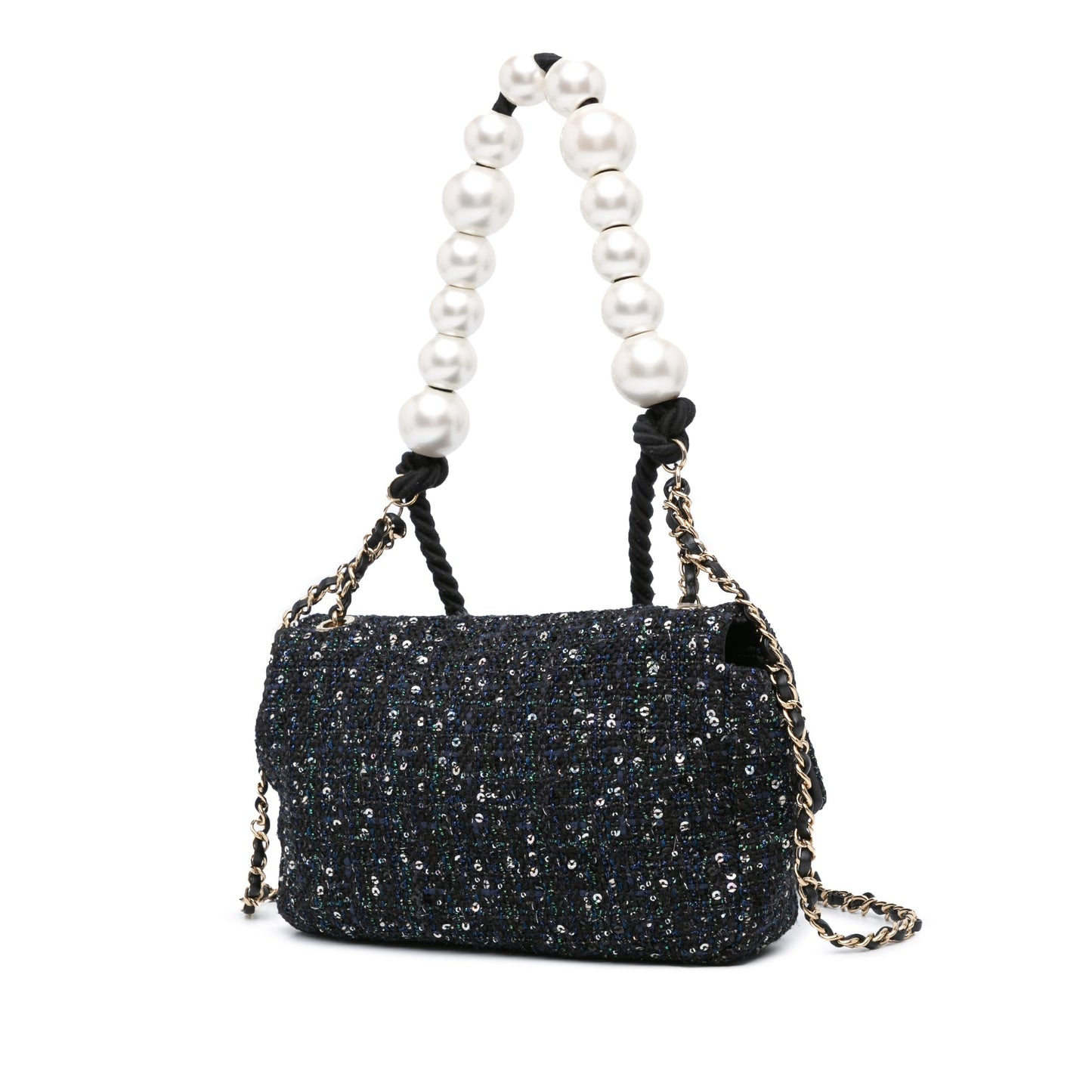 Chanel Sac Medium Tweed Pearl Handle Flap