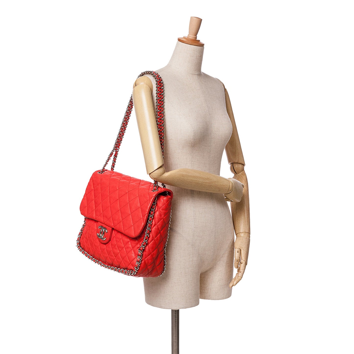 Chanel Sac Maxi Washed Lambskin Chain Around Flap