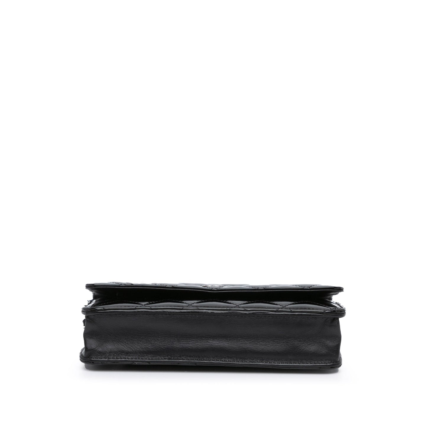Black Chanel CC Quilted Patent Wallet On Chain Crossbody Bag