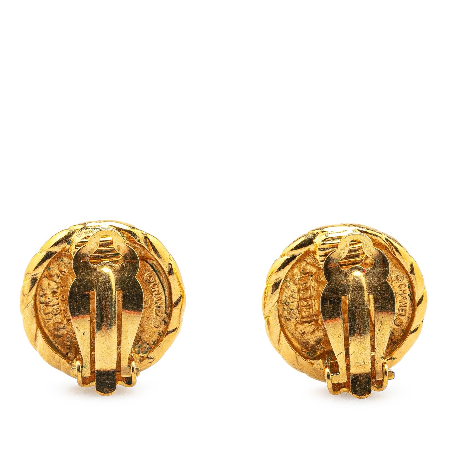 Gold Chanel Gold Plated CC Clip On Earrings