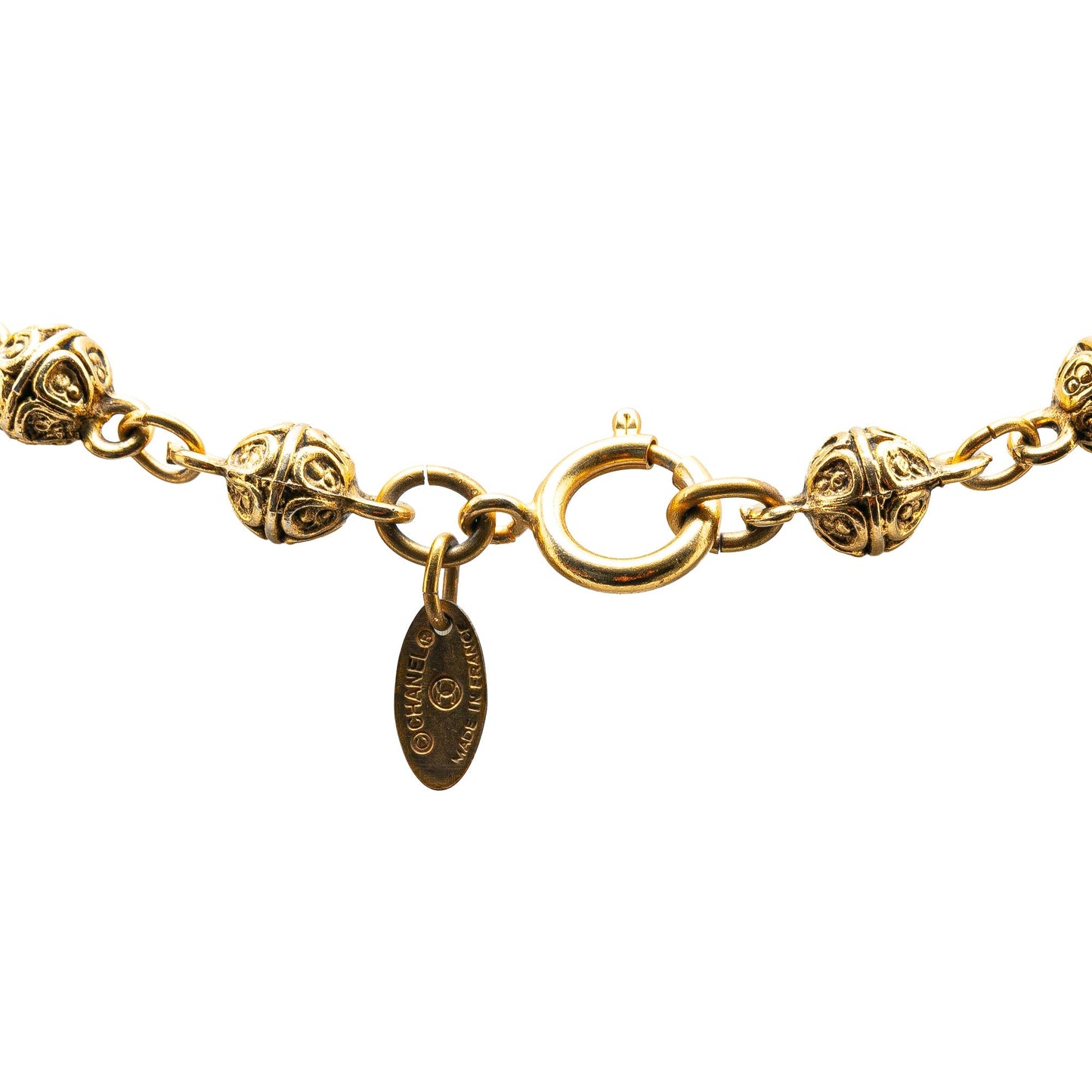 Gold Chanel Gold Plated Bead Strand Necklace