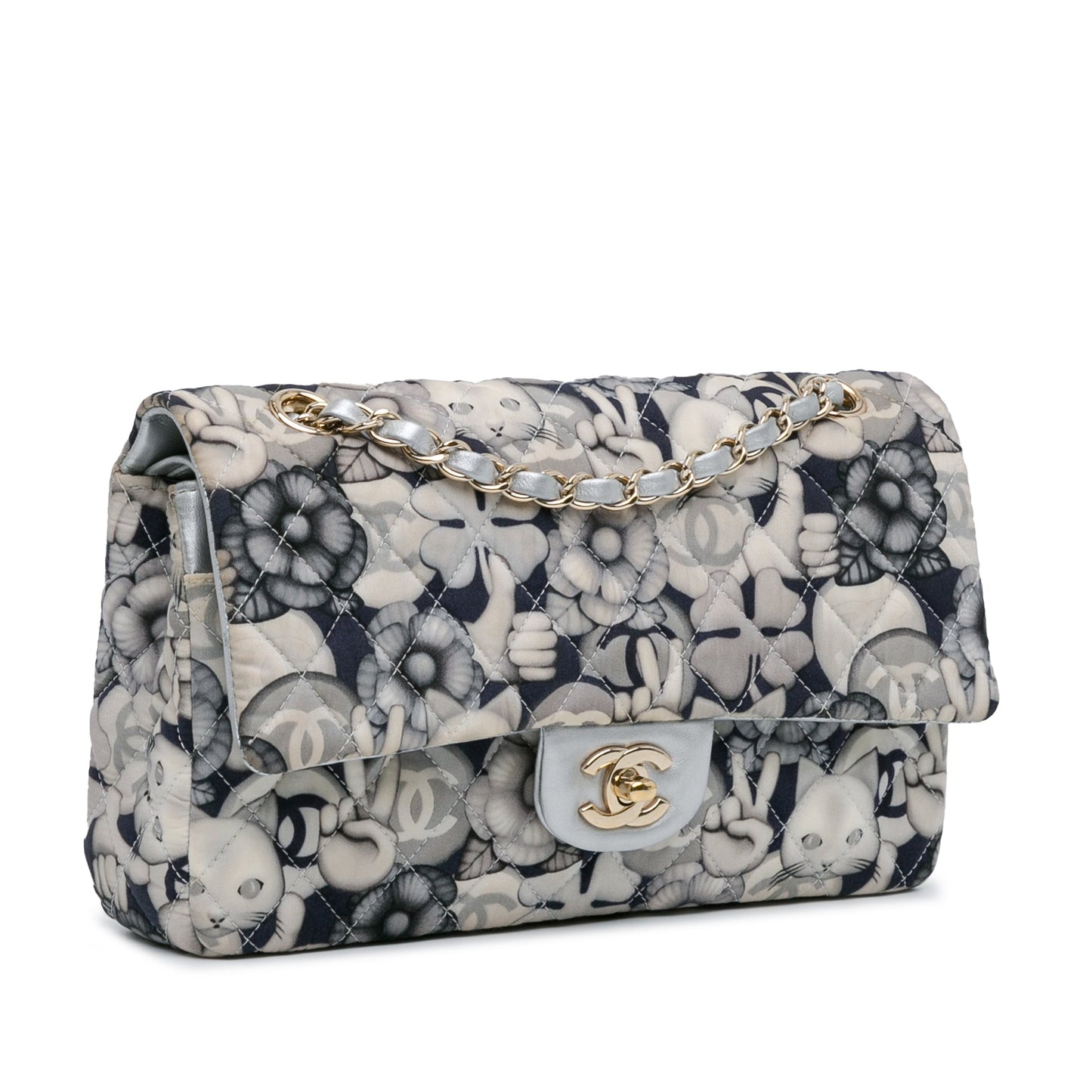 Chanel Sac Medium Classic Nylon Cat Emoticon Double Flap