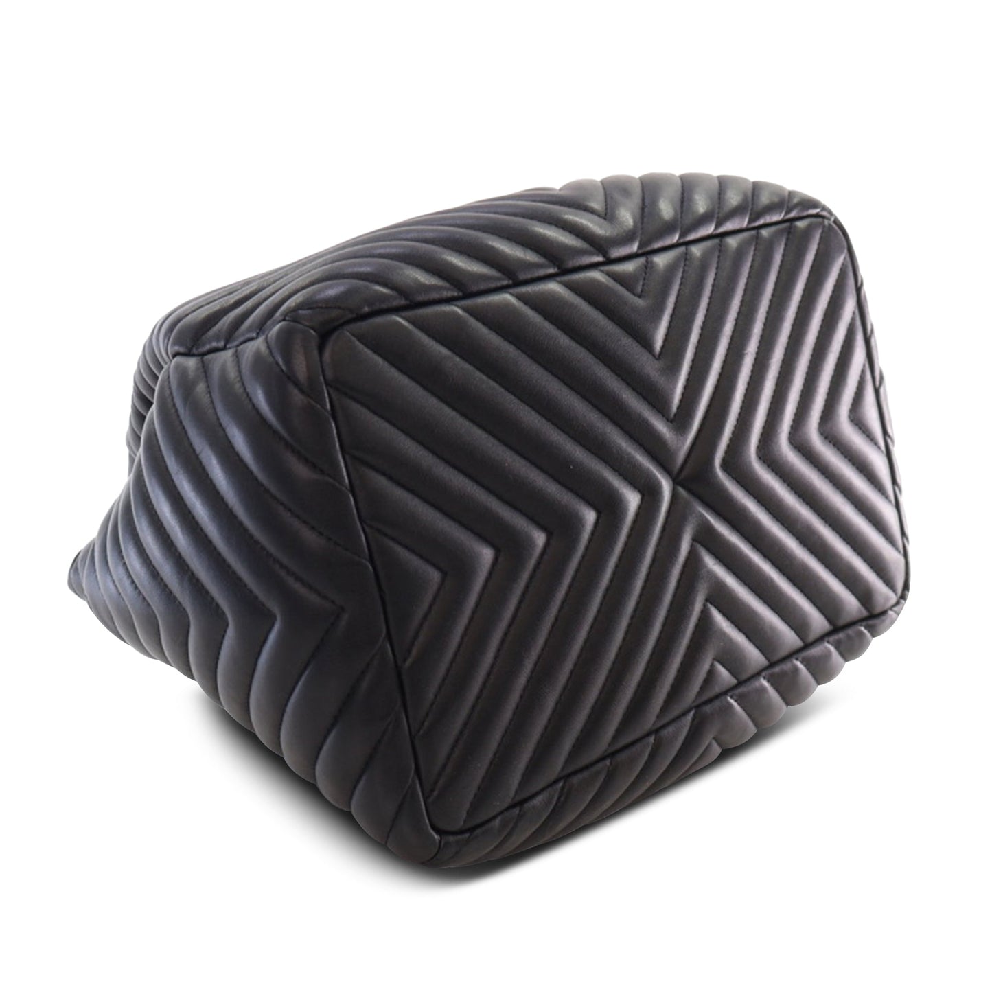 Black Chanel Chevron Calfskin Urban Spirit Bucket Bag