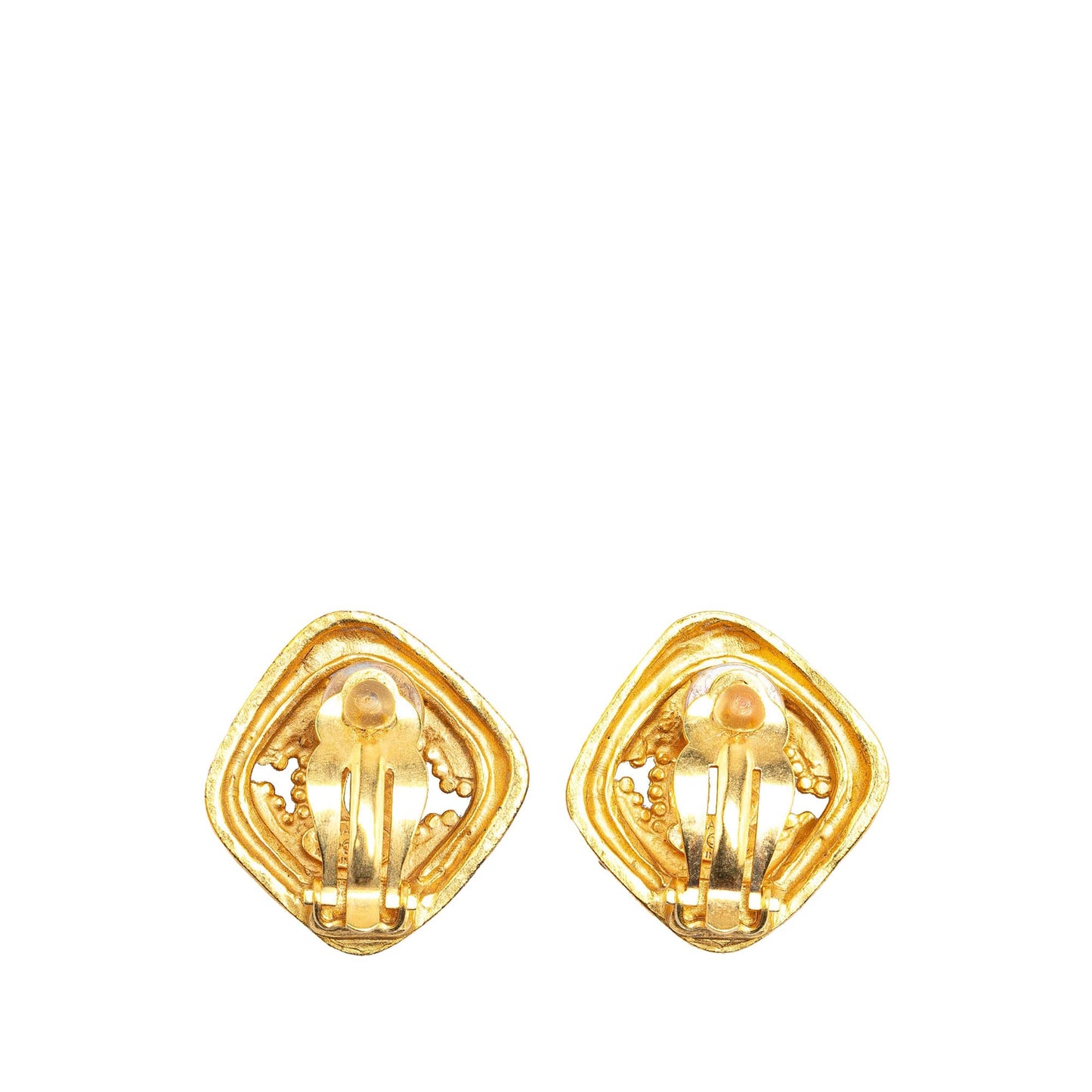 Gold Chanel Gold Plated CC Clip On Earrings