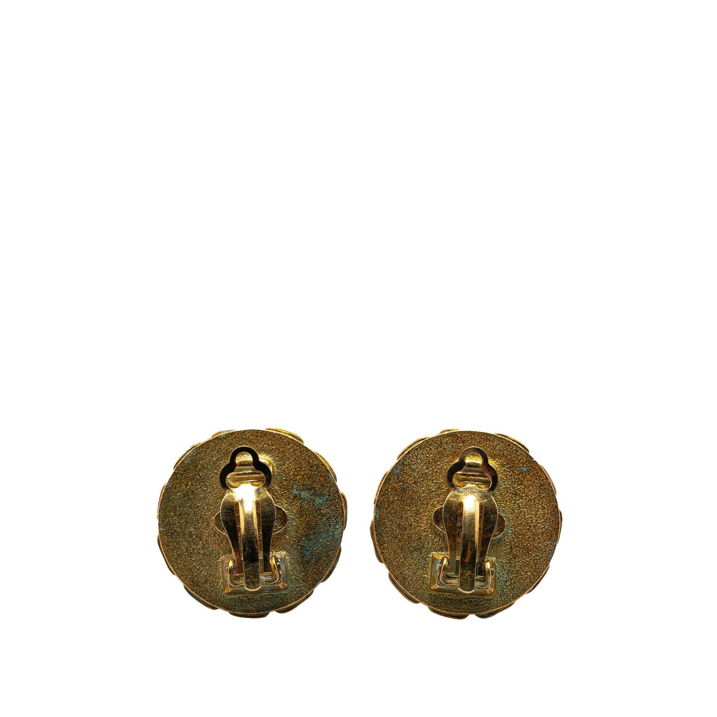 Gold Chanel Gold Plated Acrylic CC Clip On Earrings