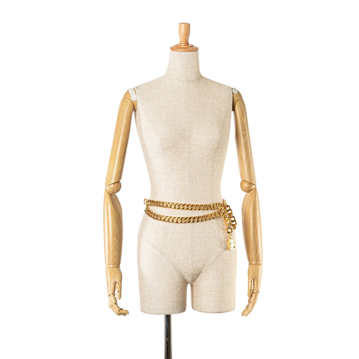 Gold Chanel Gold Plated No. 5 Perfume Bottle Charm Chain Link Belt