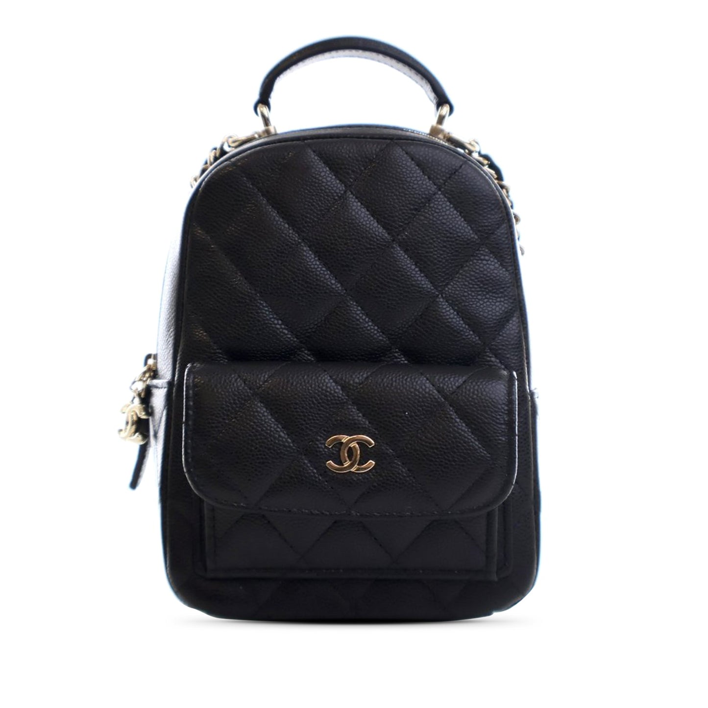 Black Chanel Mini CC Quilted Caviar Leather Backpack