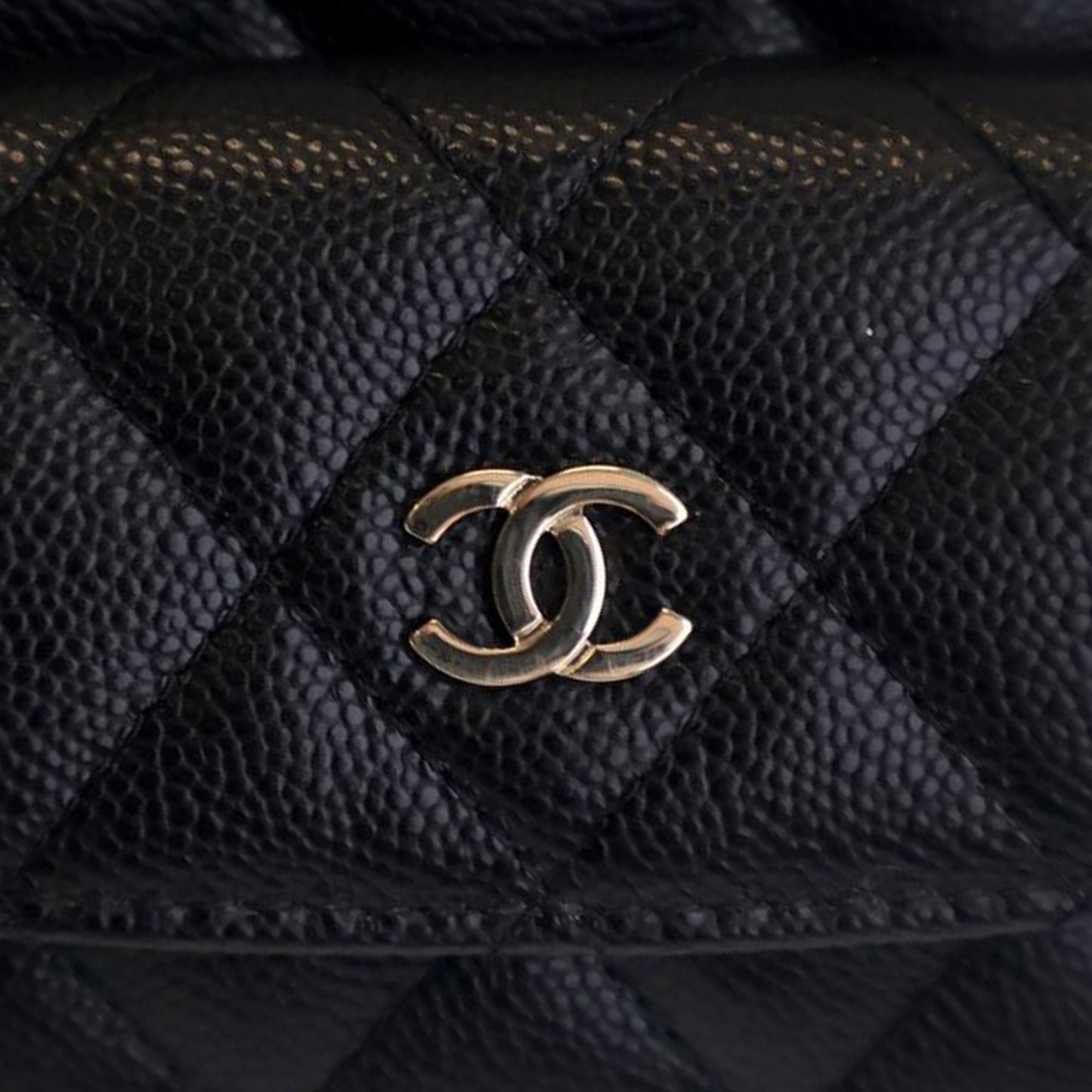 Black Chanel Mini CC Quilted Caviar Leather Backpack