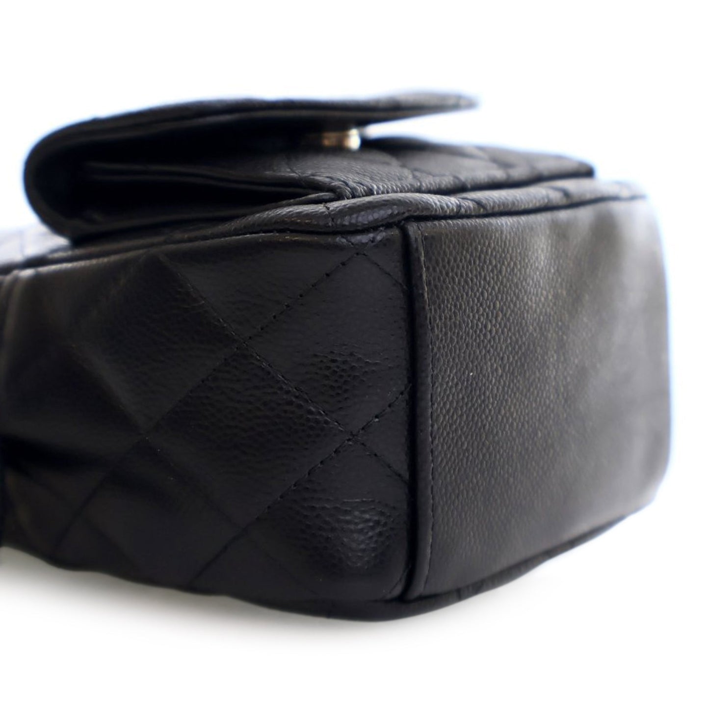 Black Chanel Mini CC Quilted Caviar Leather Backpack
