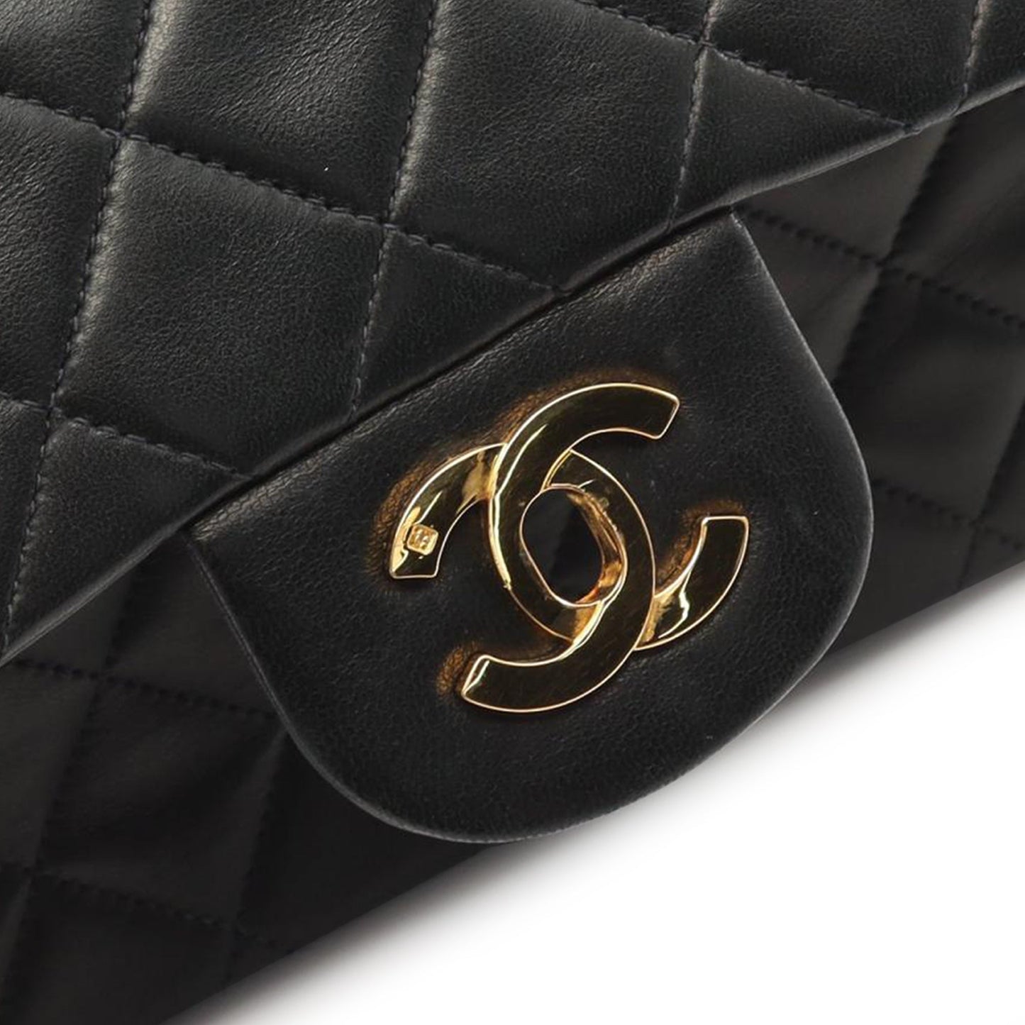 Black Chanel Small Classic Lambskin Double Flap Shoulder Bag