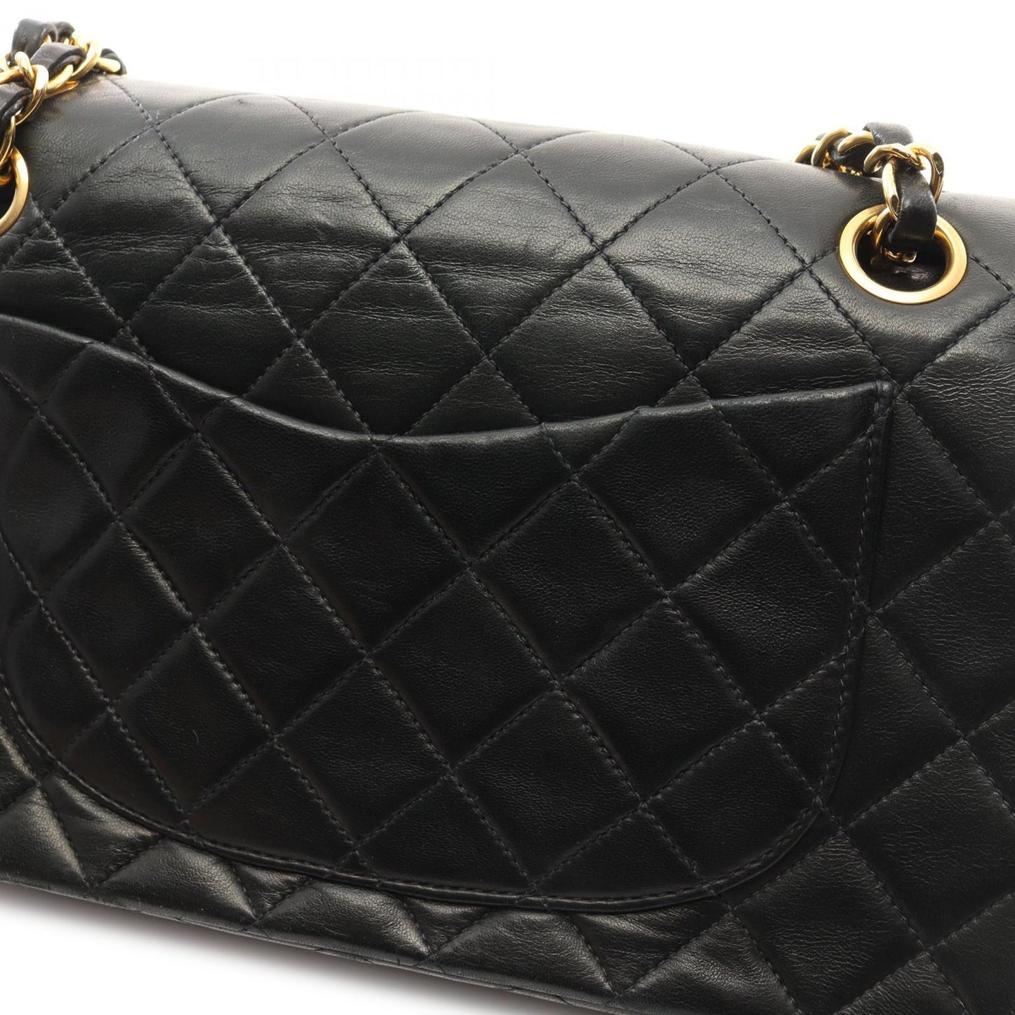 Black Chanel Small Classic Lambskin Double Flap Shoulder Bag