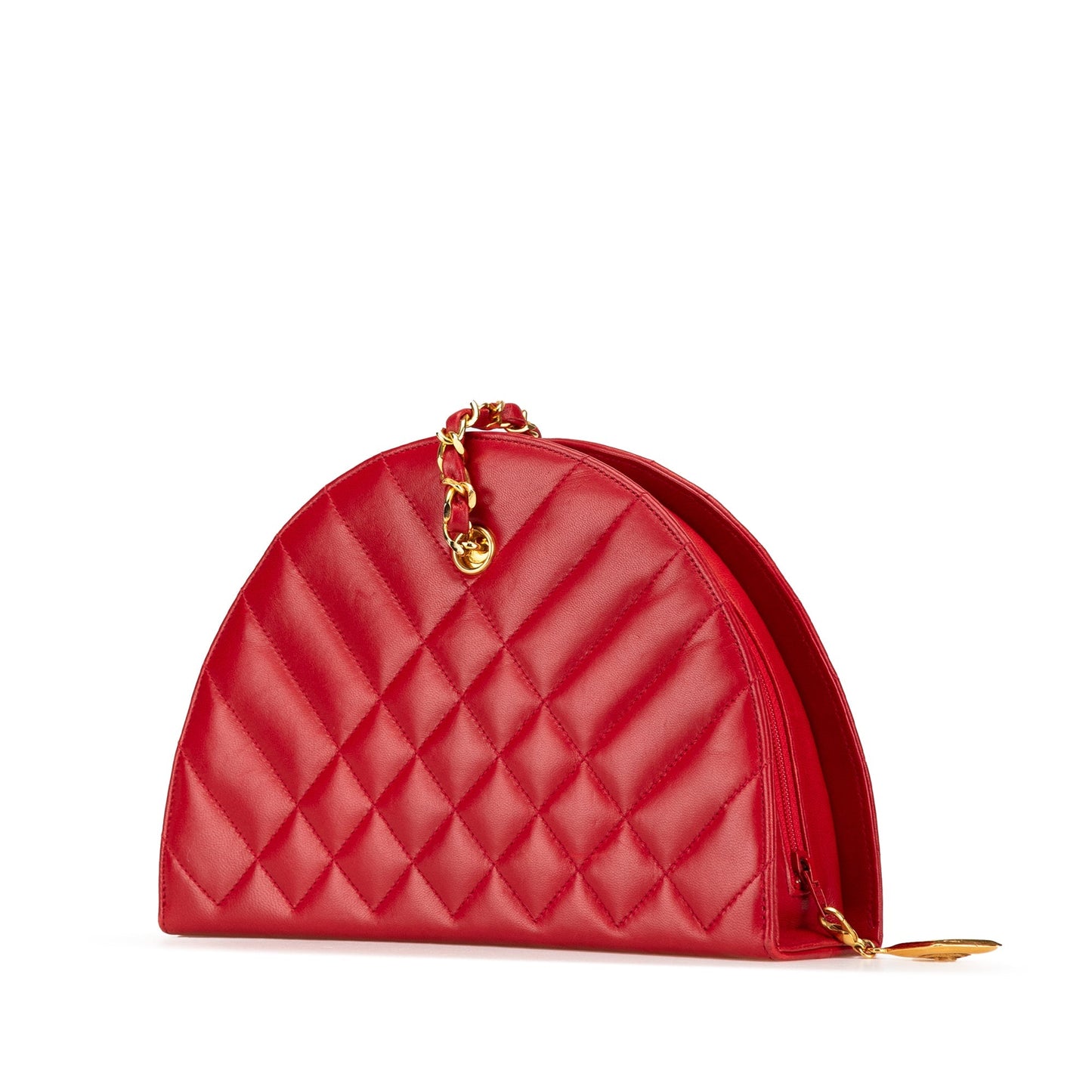Chanel Sac Quilted Lambskin Half Moon Chain Shoulder Bag