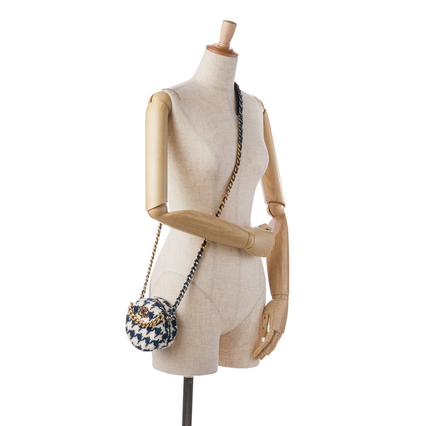 Chanel Sac Tweed 19 Round Clutch with Chain