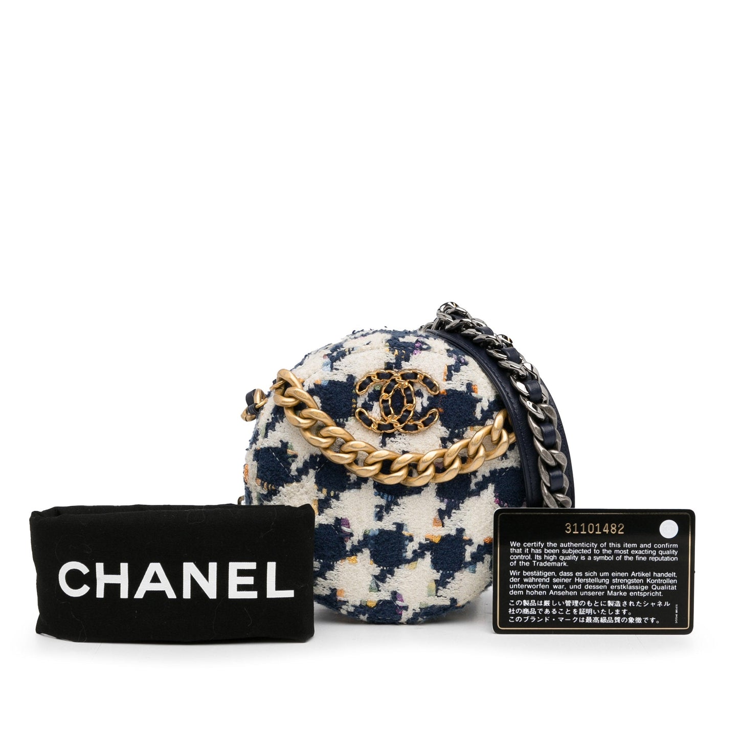 Chanel Sac Tweed 19 Round Clutch with Chain