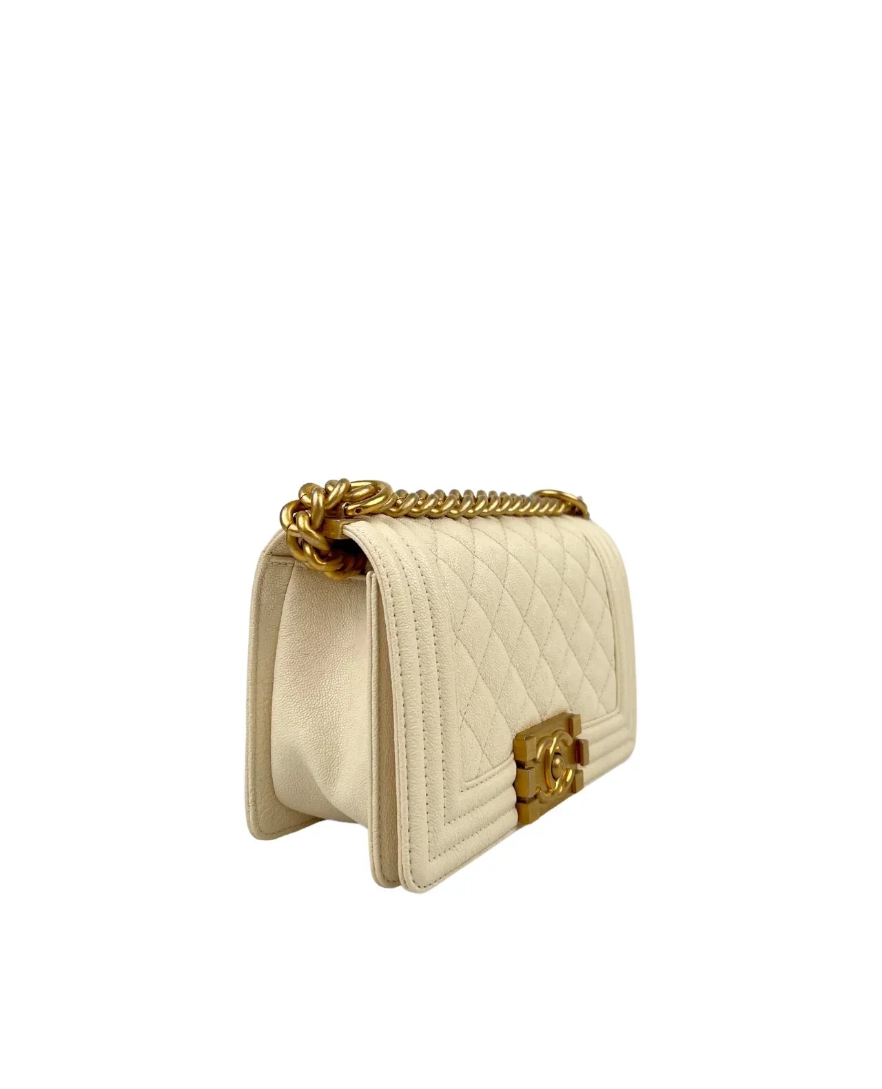 Chanel Sac Boy Small en cuir blanc