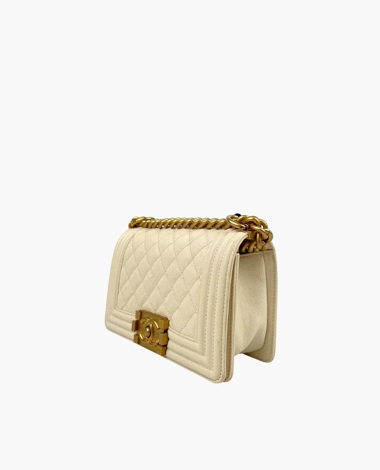 Chanel Sac Boy Small en cuir blanc