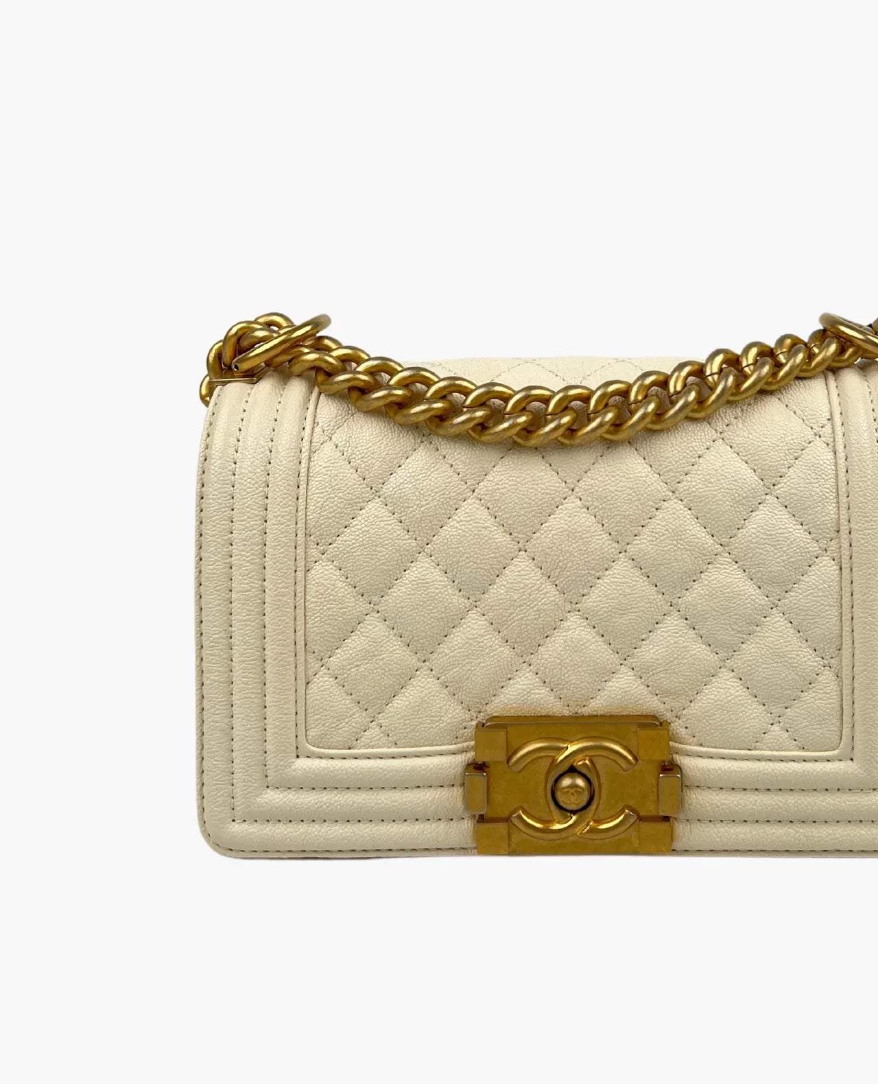 Chanel Sac Boy Small en cuir blanc