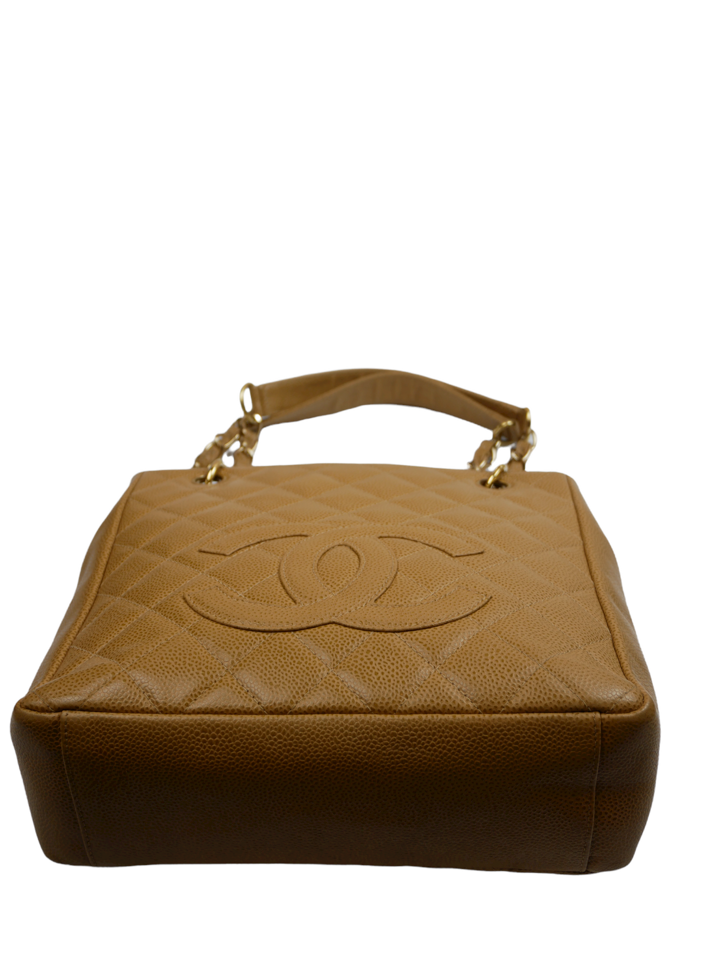 Chanel camel quilted bag with Chanel logo on the front - 2000s