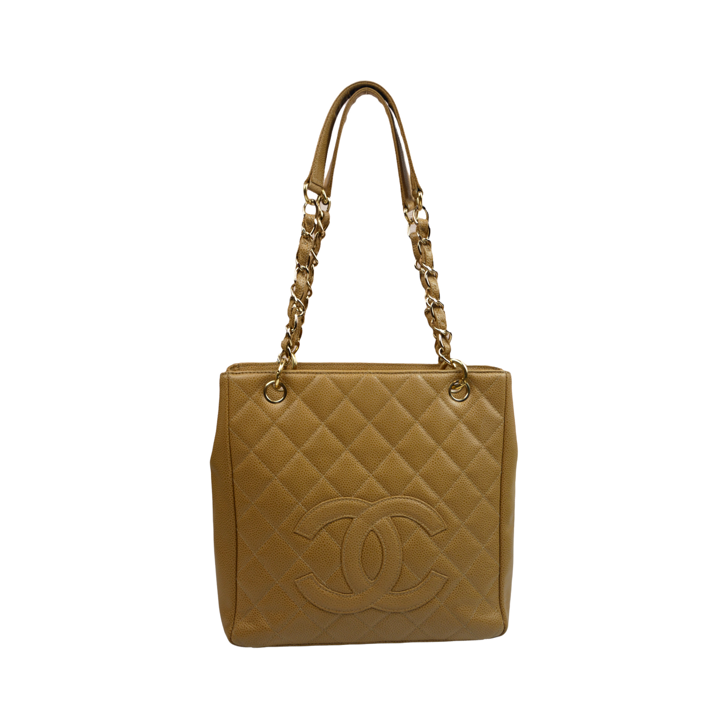 Chanel camel quilted bag with Chanel logo on the front - 2000s