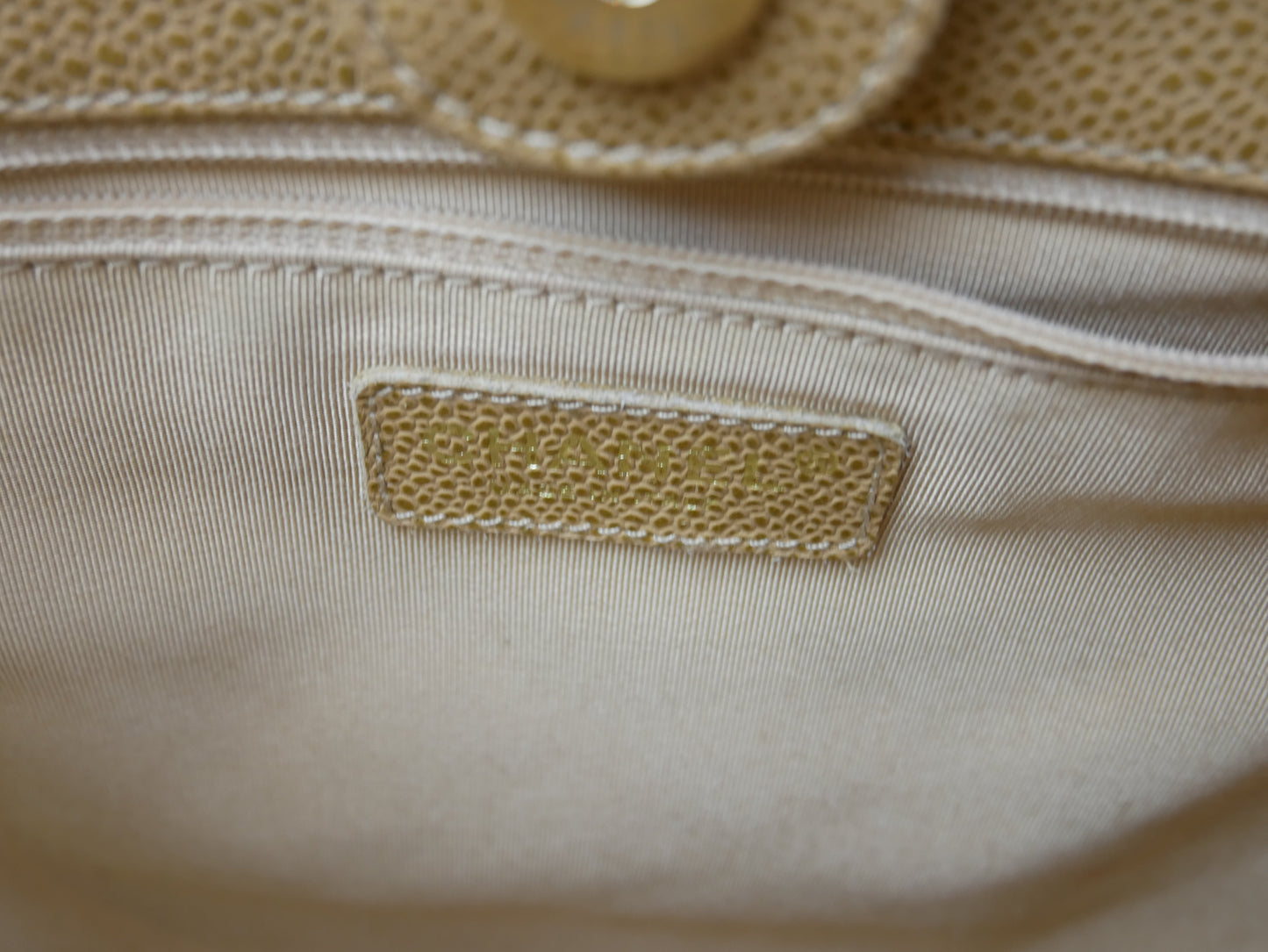 Chanel camel quilted bag with Chanel logo on the front - 2000s