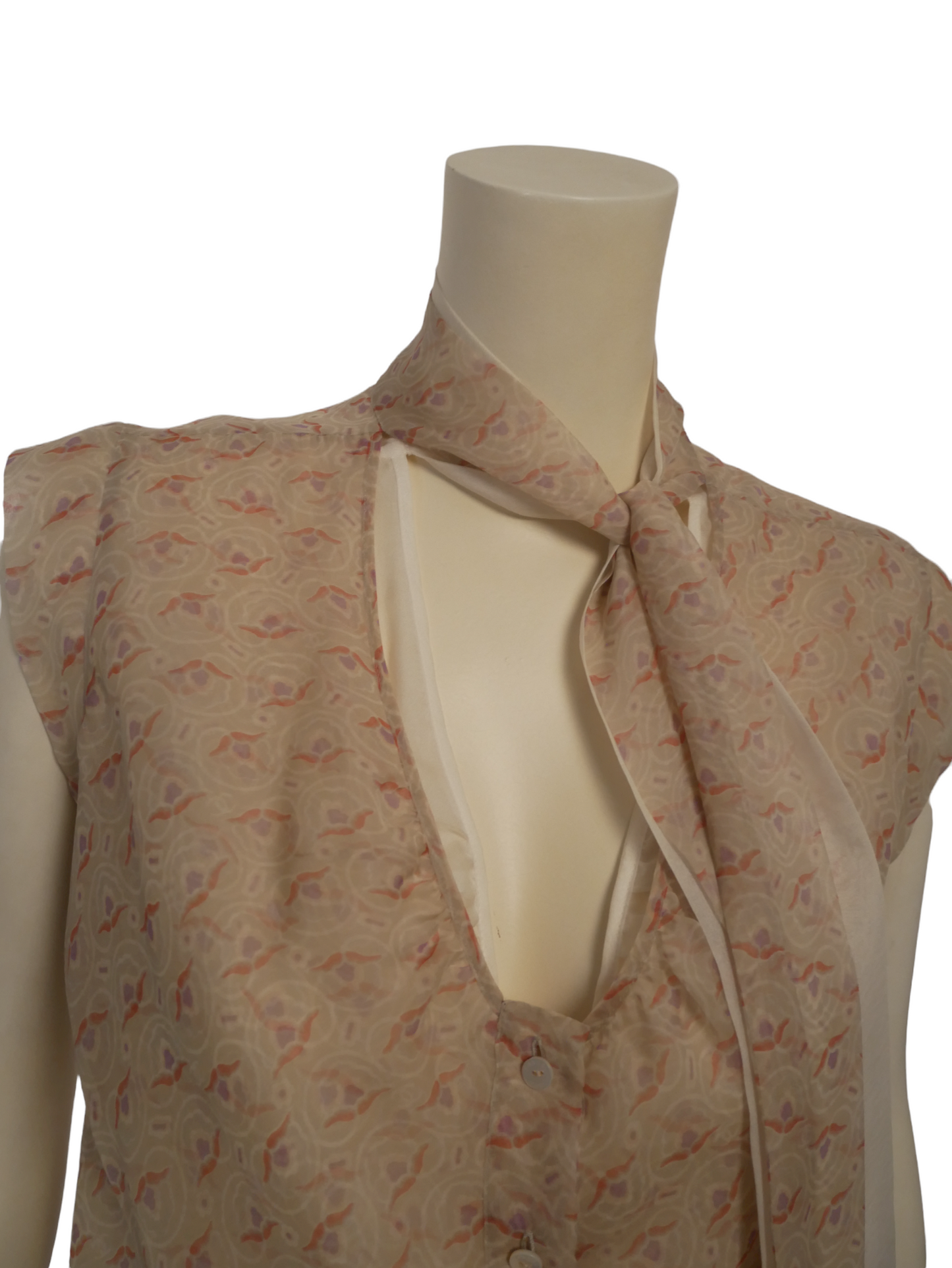 Chanel print beige top - S - 1990s