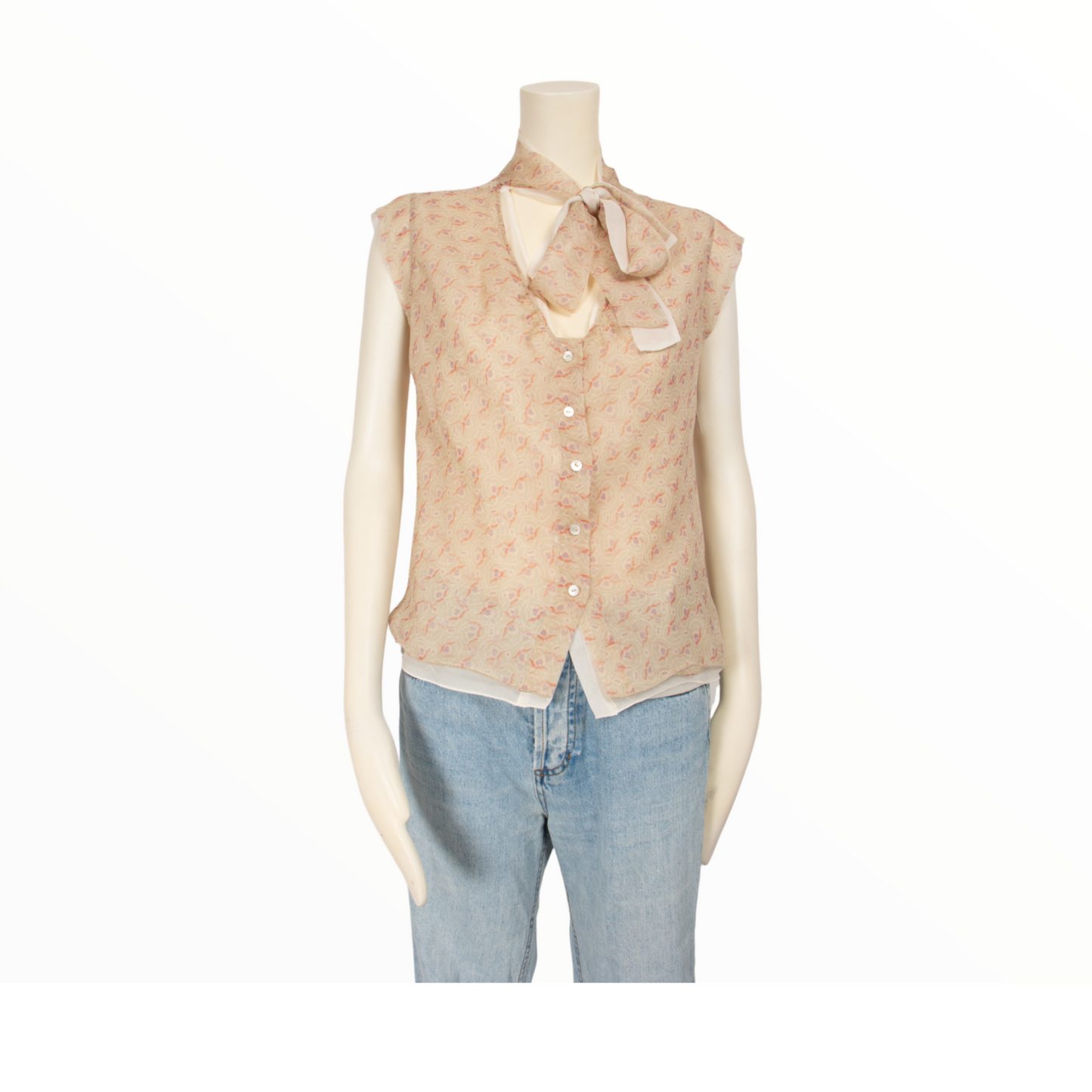 Chanel print beige top - S - 1990s