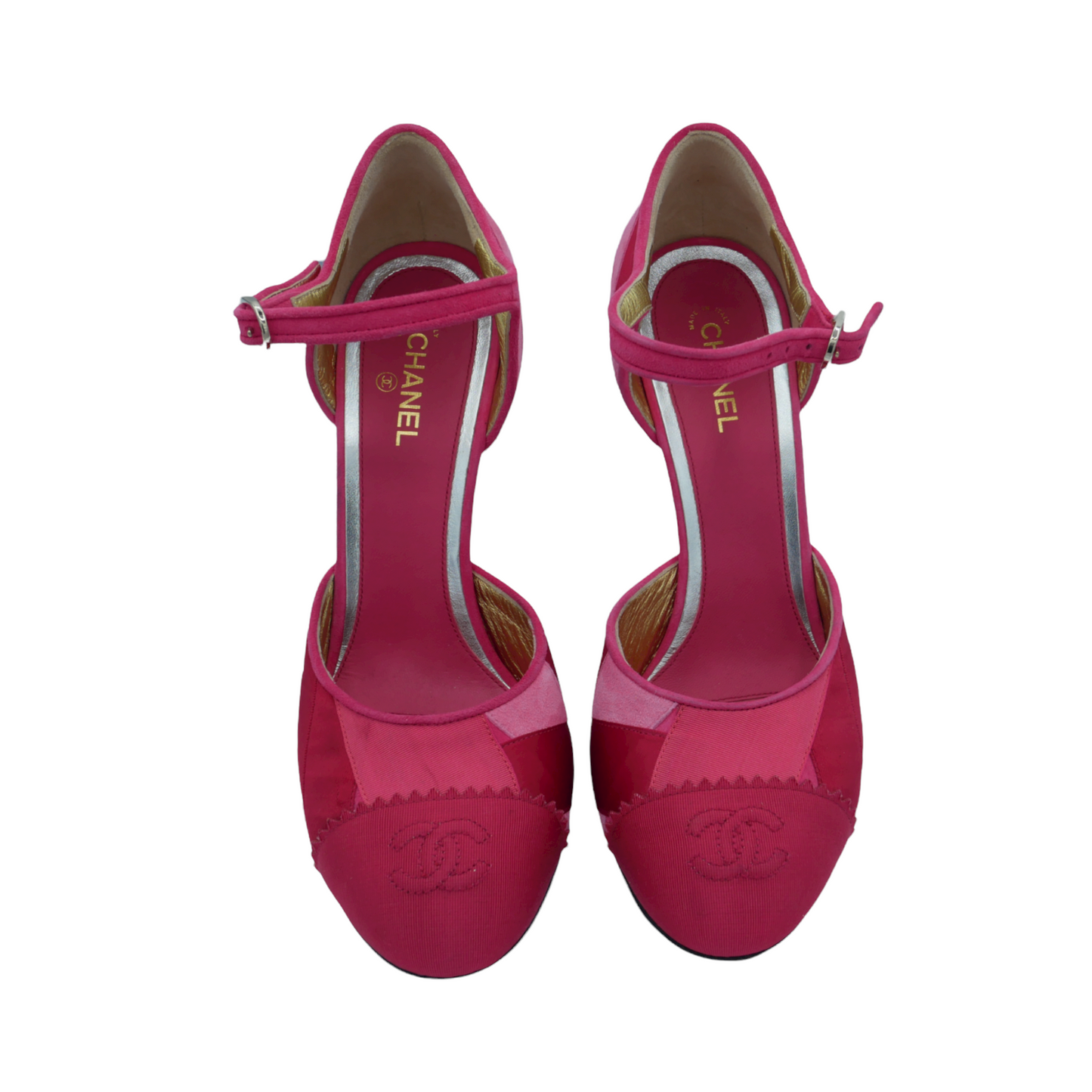 Chanel pink patchwork heeled pumps - 38