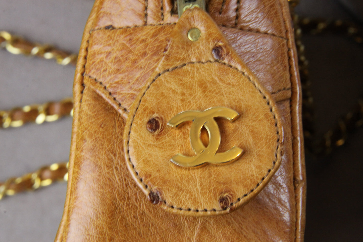 Chanel beige ostrich leather bag - 1990s