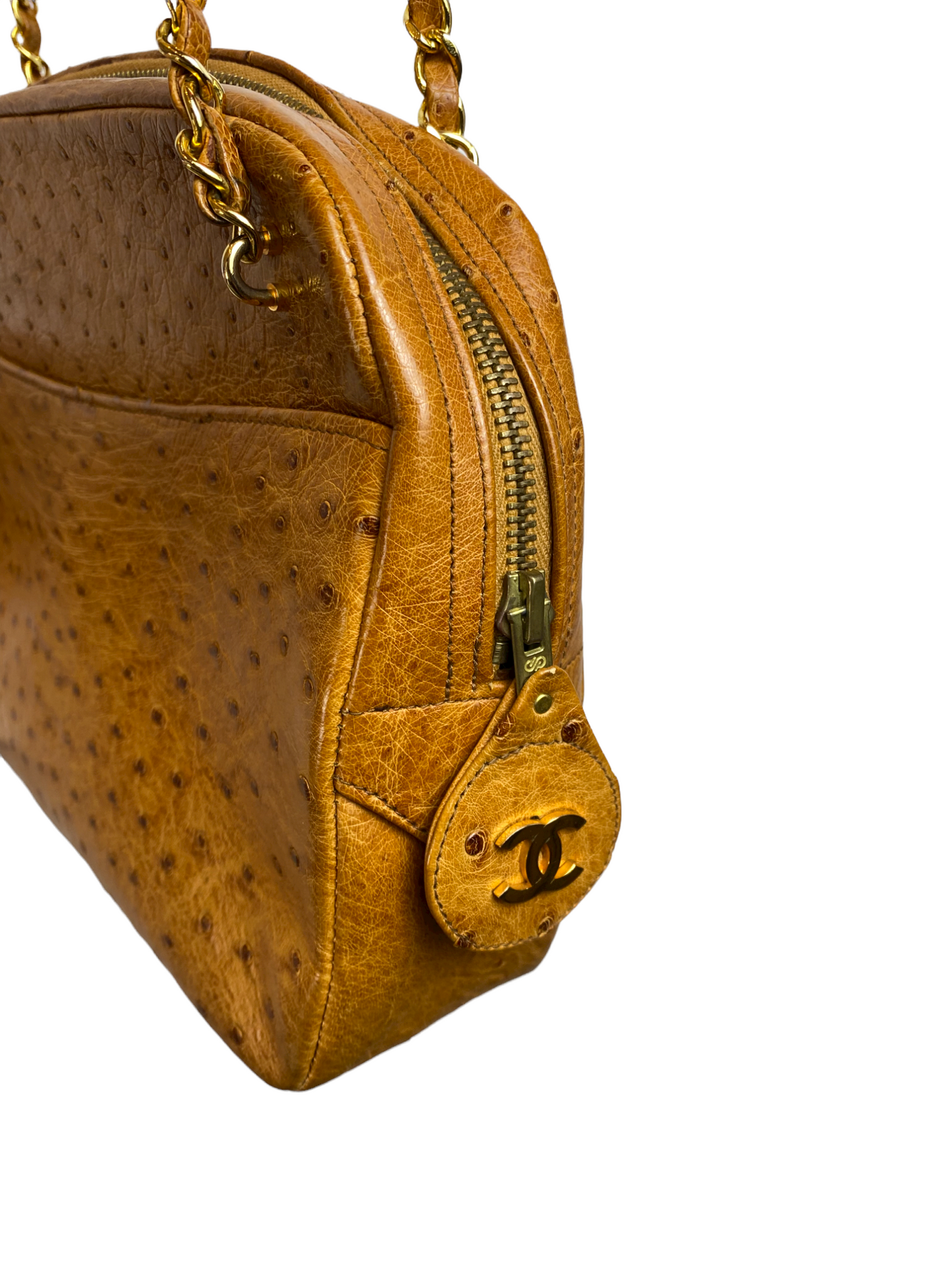 Chanel beige ostrich leather bag - 1990s