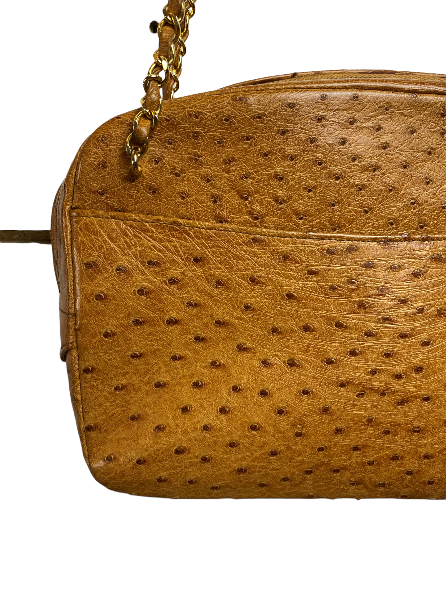 Chanel beige ostrich leather bag - 1990s