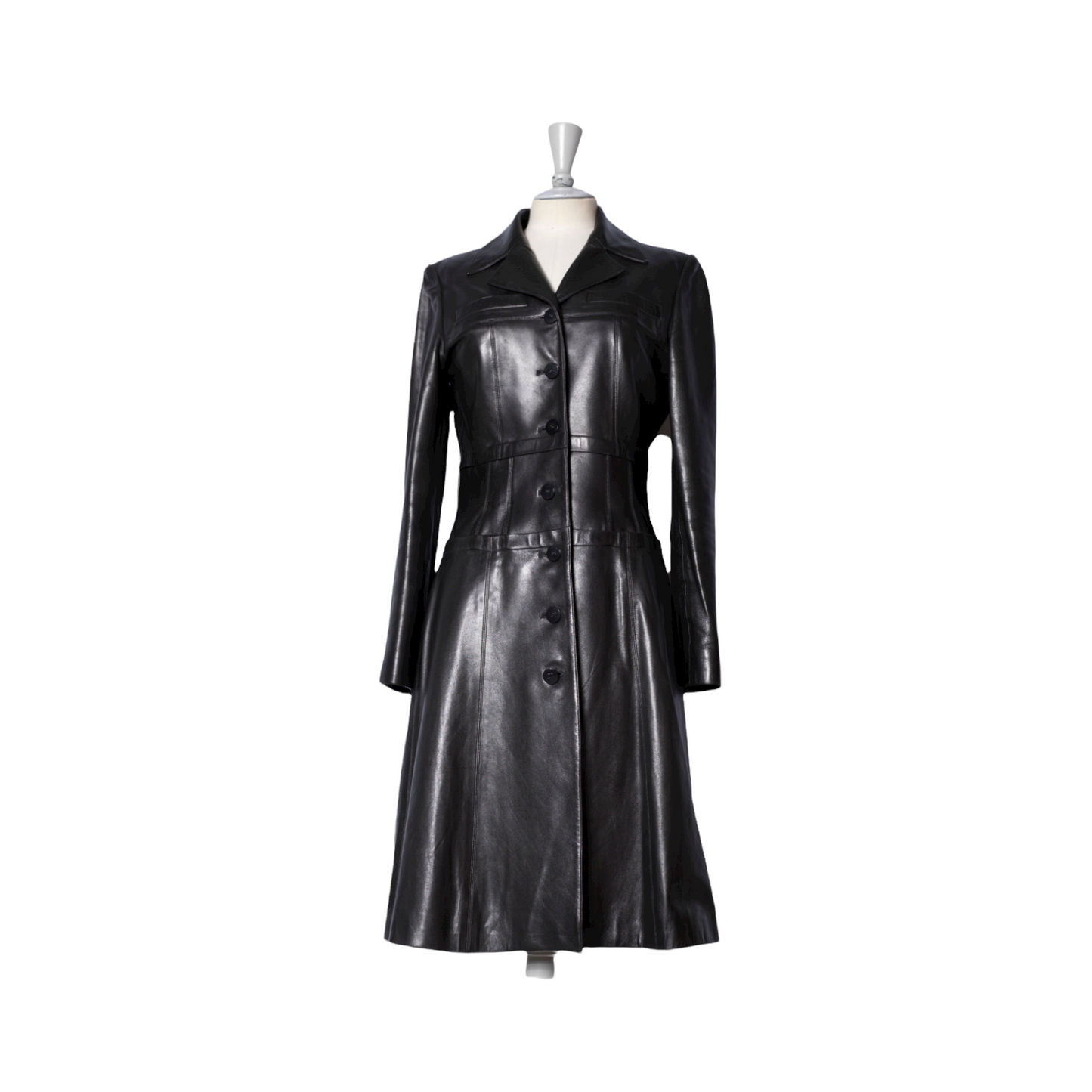 Chanel long leather jacket - S / XS - Fall 2001