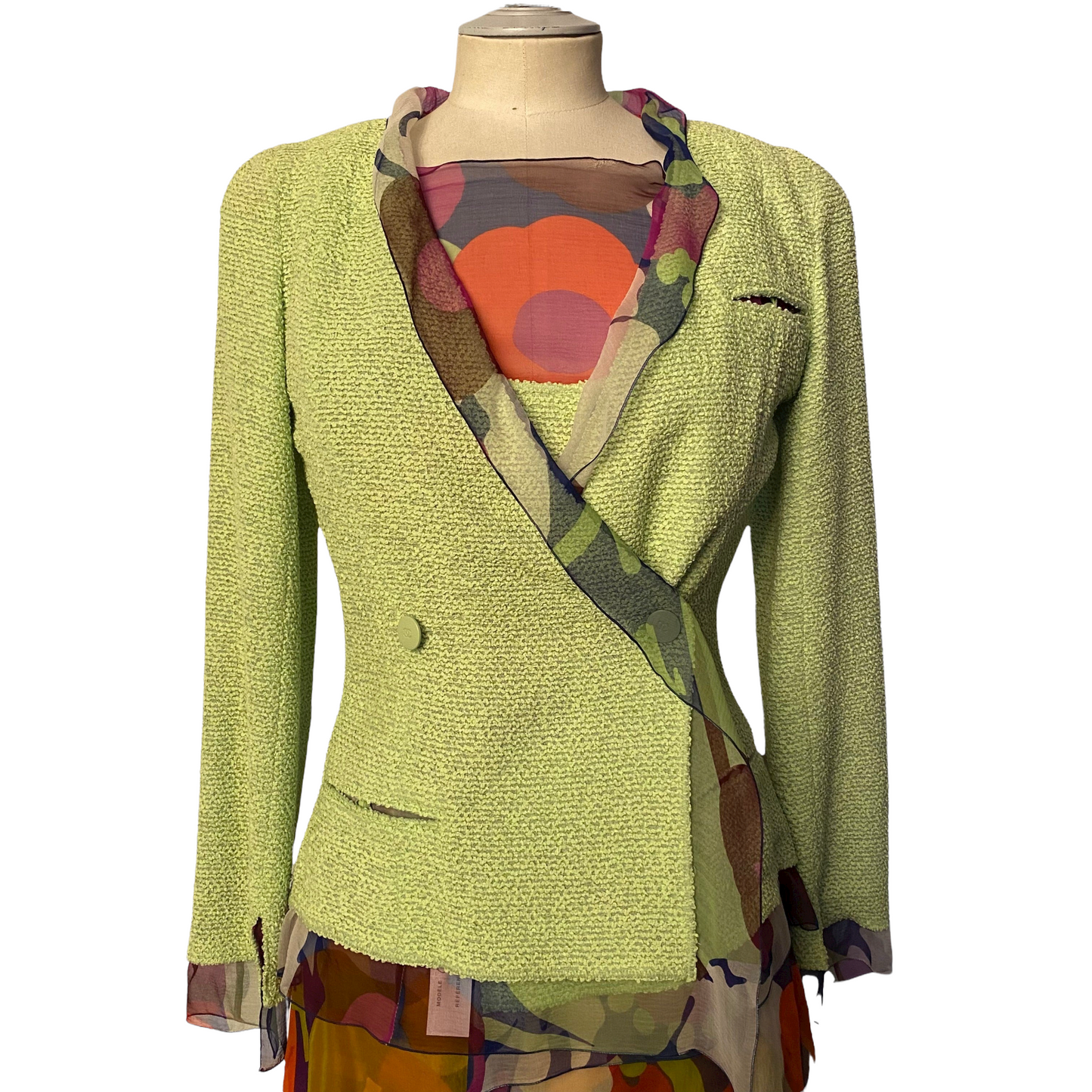 Chanel lime green floral jacket - XS - Spring 2000