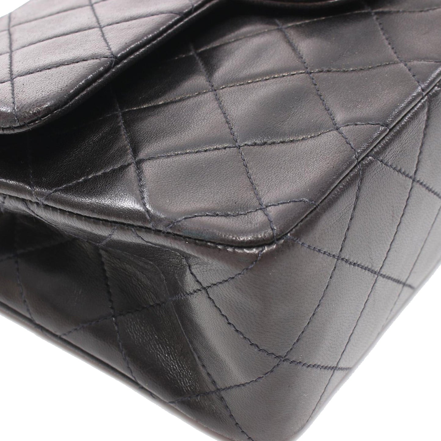 Black Chanel Small Classic Lambskin Double Flap Shoulder Bag