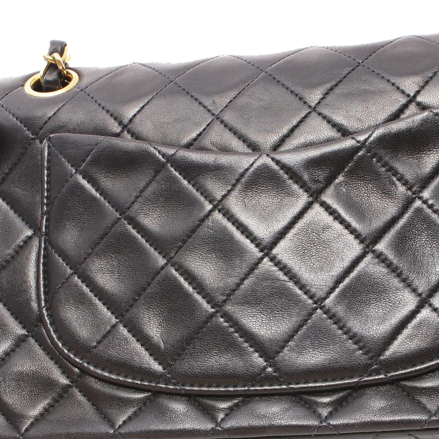 Black Chanel Small Classic Lambskin Double Flap Shoulder Bag