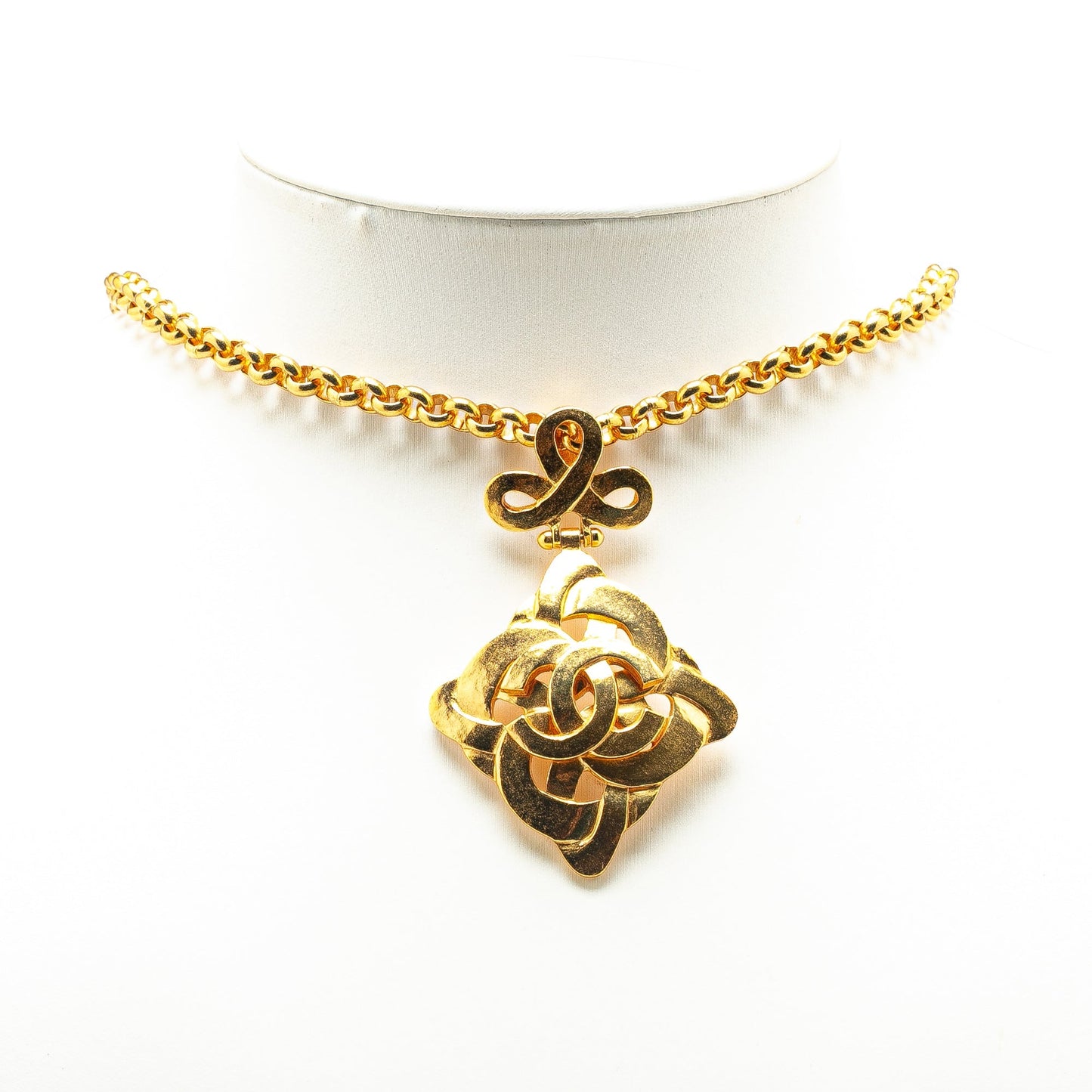 Gold Chanel Gold Plated CC Pendant Necklace