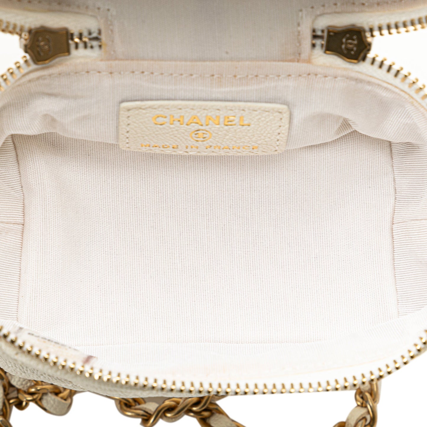 Chanel Sac Mini Caviar Chain Zip Around Vanity Case