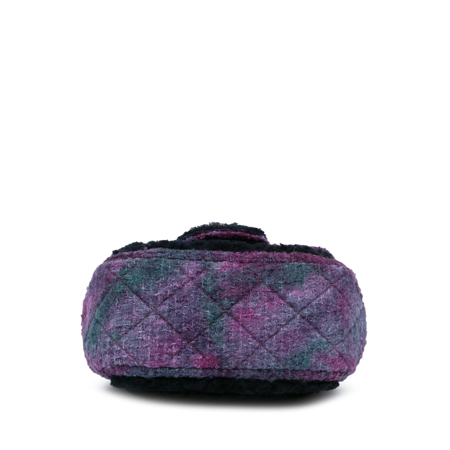 Blue Chanel Mini Square Classic Multicolor Shearling Single Flap Crossbody Bag