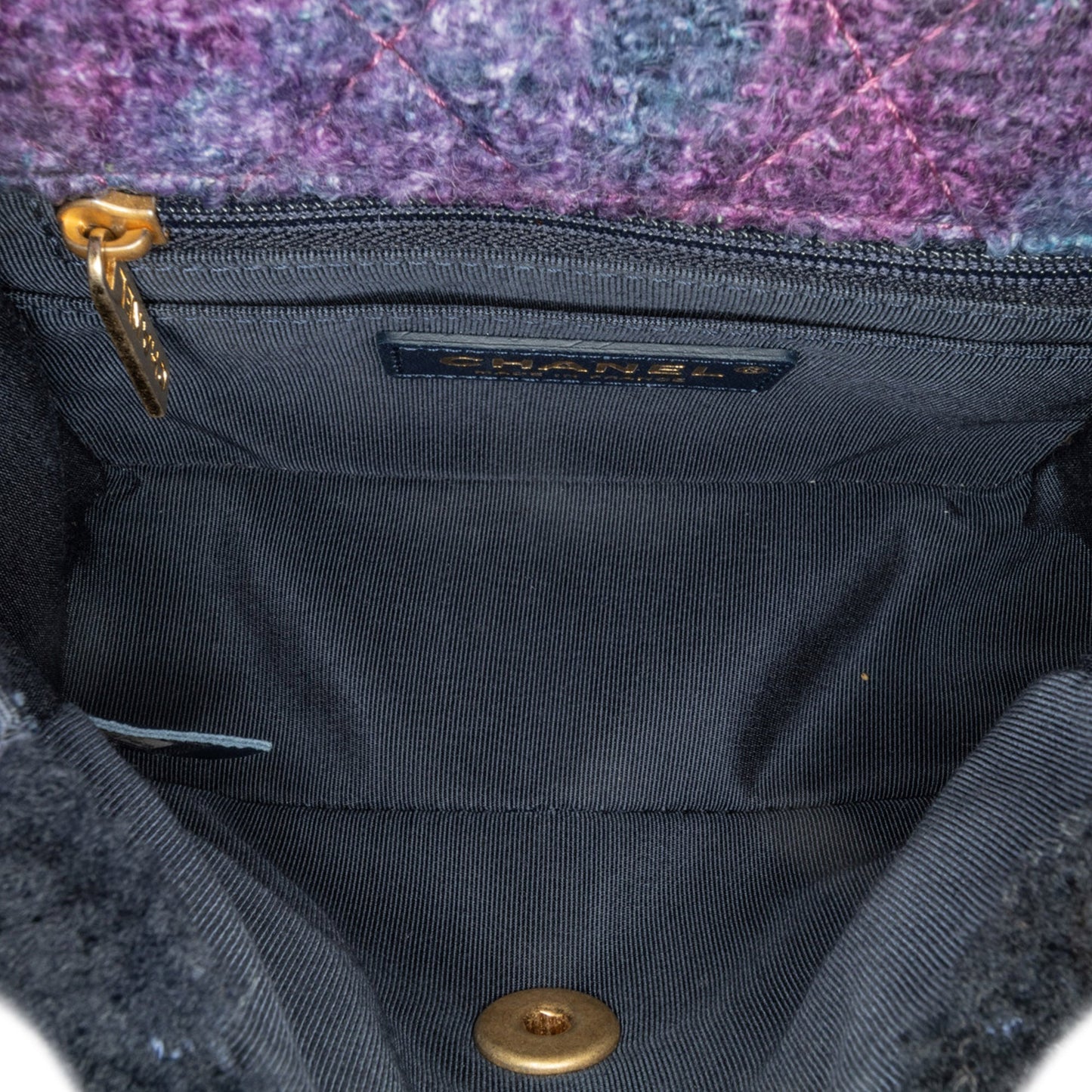 Blue Chanel Mini Square Classic Multicolor Shearling Single Flap Crossbody Bag