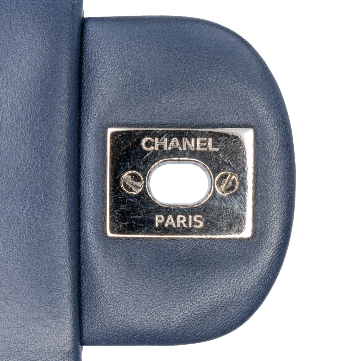 Blue Chanel Mini Square Classic Chevron Patent Flap Crossbody Bag