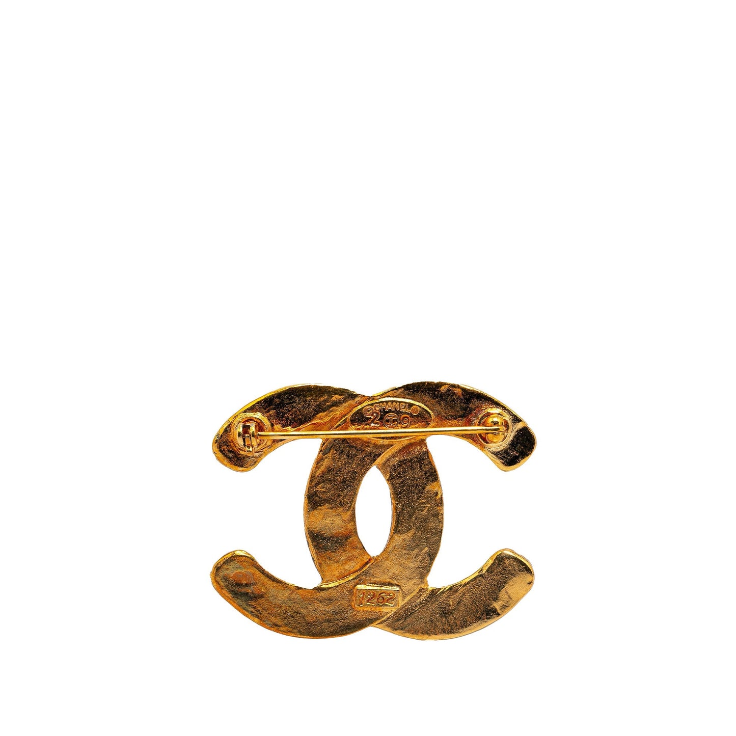 Gold Chanel Gold Plated CC Quilted Brooch