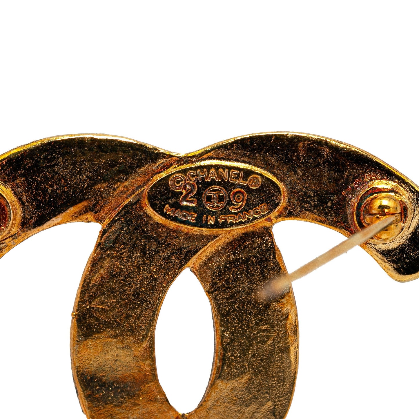 Gold Chanel Gold Plated CC Quilted Brooch
