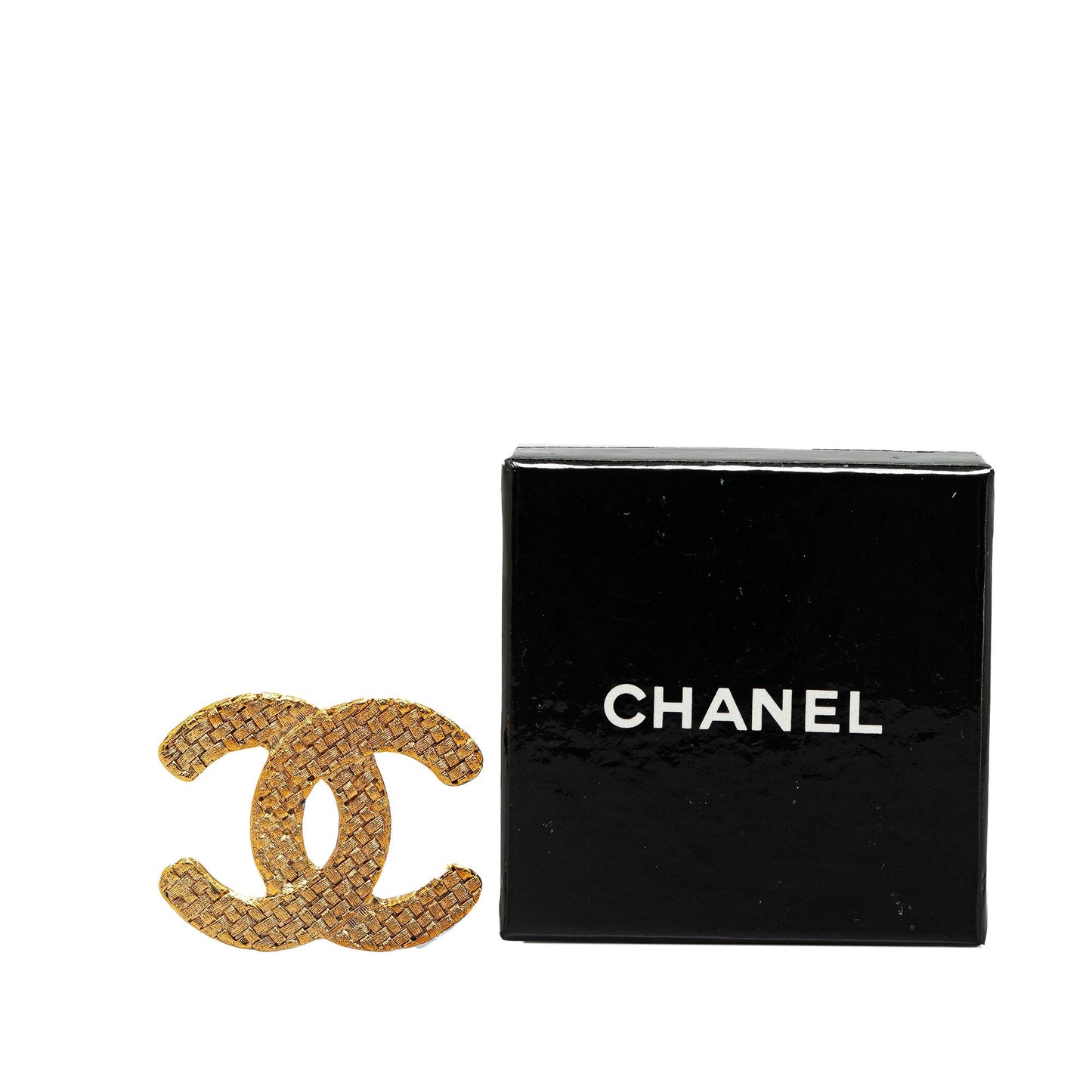 Gold Chanel Gold Plated CC Quilted Brooch