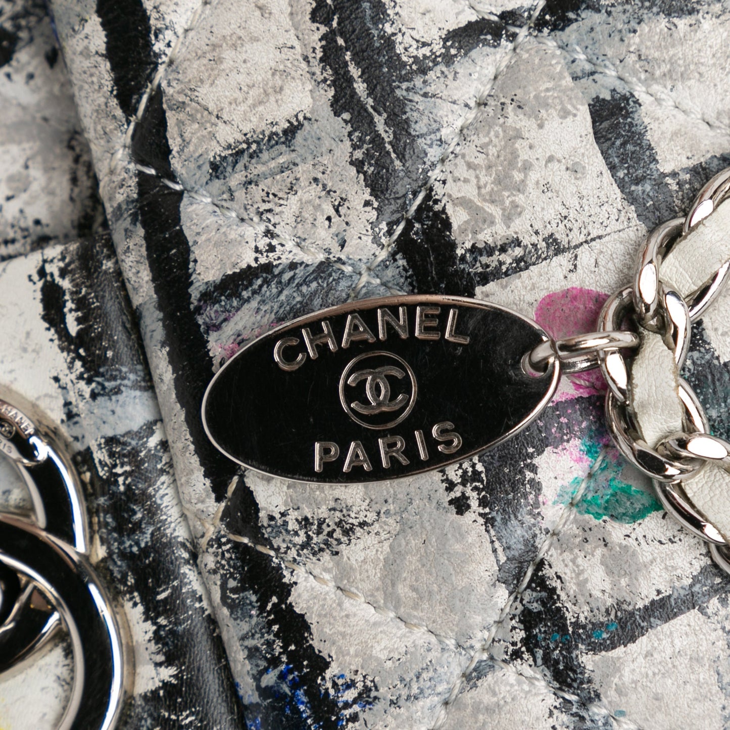 Chanel Sac Mini Rectangular Calfskin Hand Painted Graffiti Flap