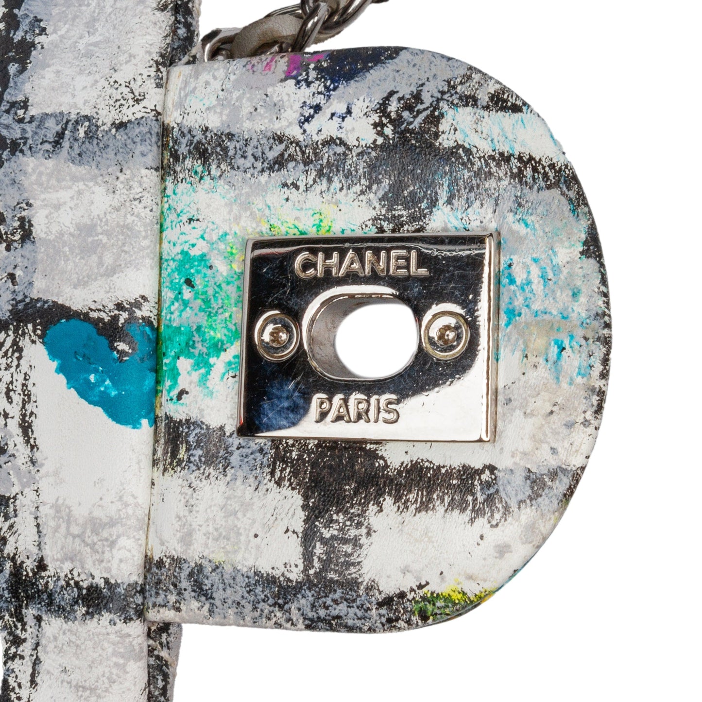 Chanel Sac Mini Rectangular Calfskin Hand Painted Graffiti Flap